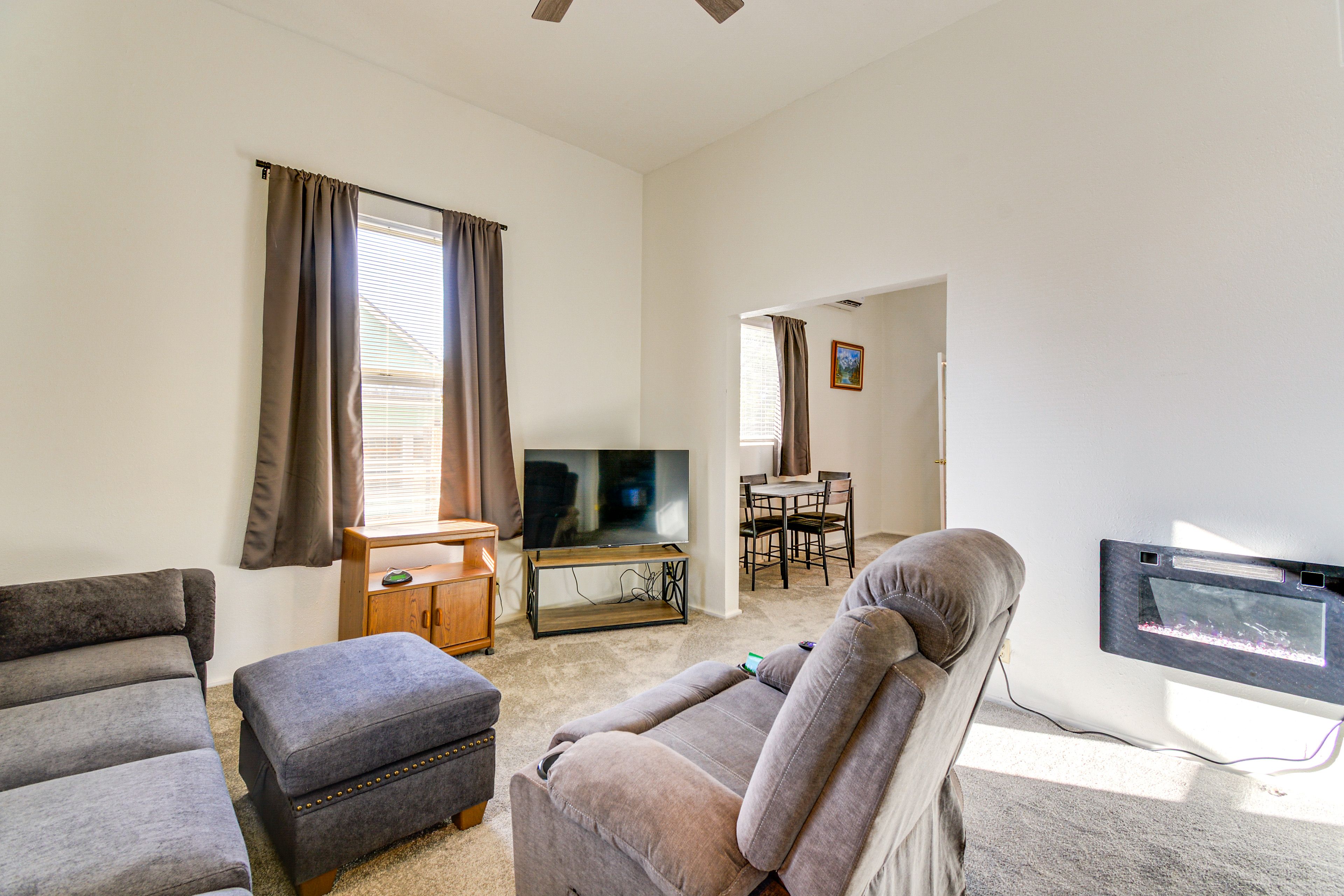 Living Room | Single-Story Home | Central A/C & Heating | Electric Fireplace