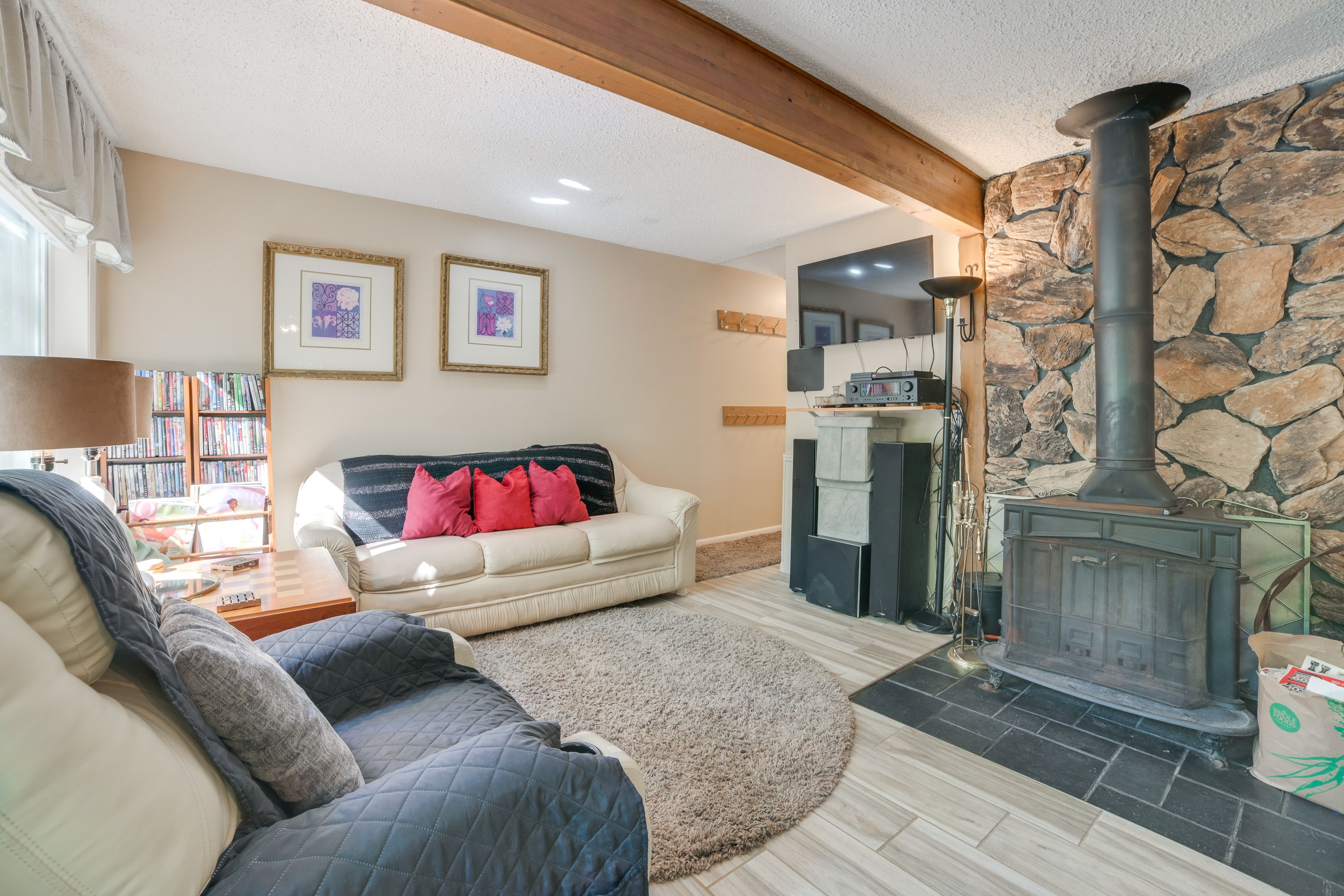 Living Room | Wood-Burning Fireplace | Queen Sleeper Sofa | 1st Floor
