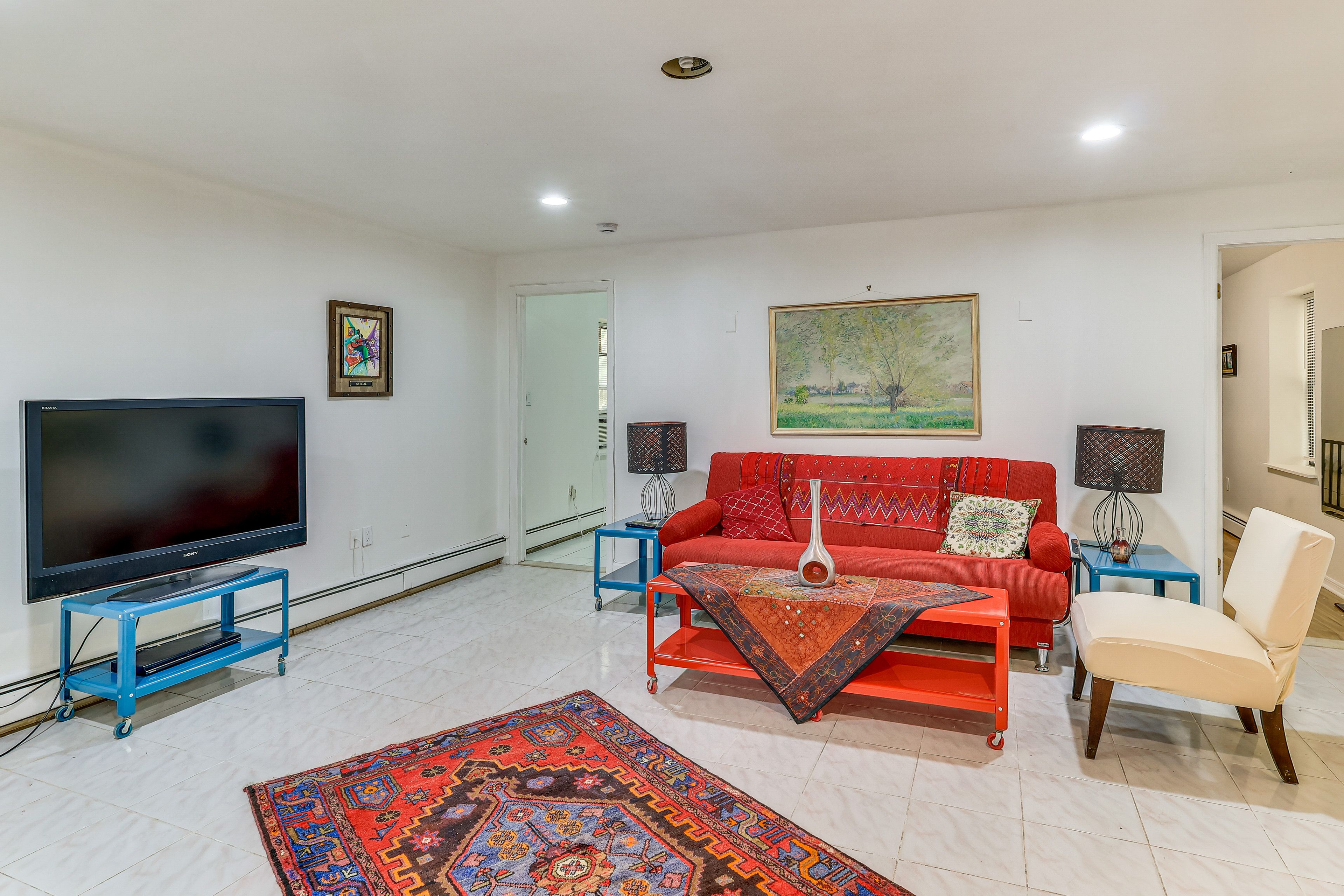 Living Room | Free WiFi | Single-Story Apt | Lower-Level Unit