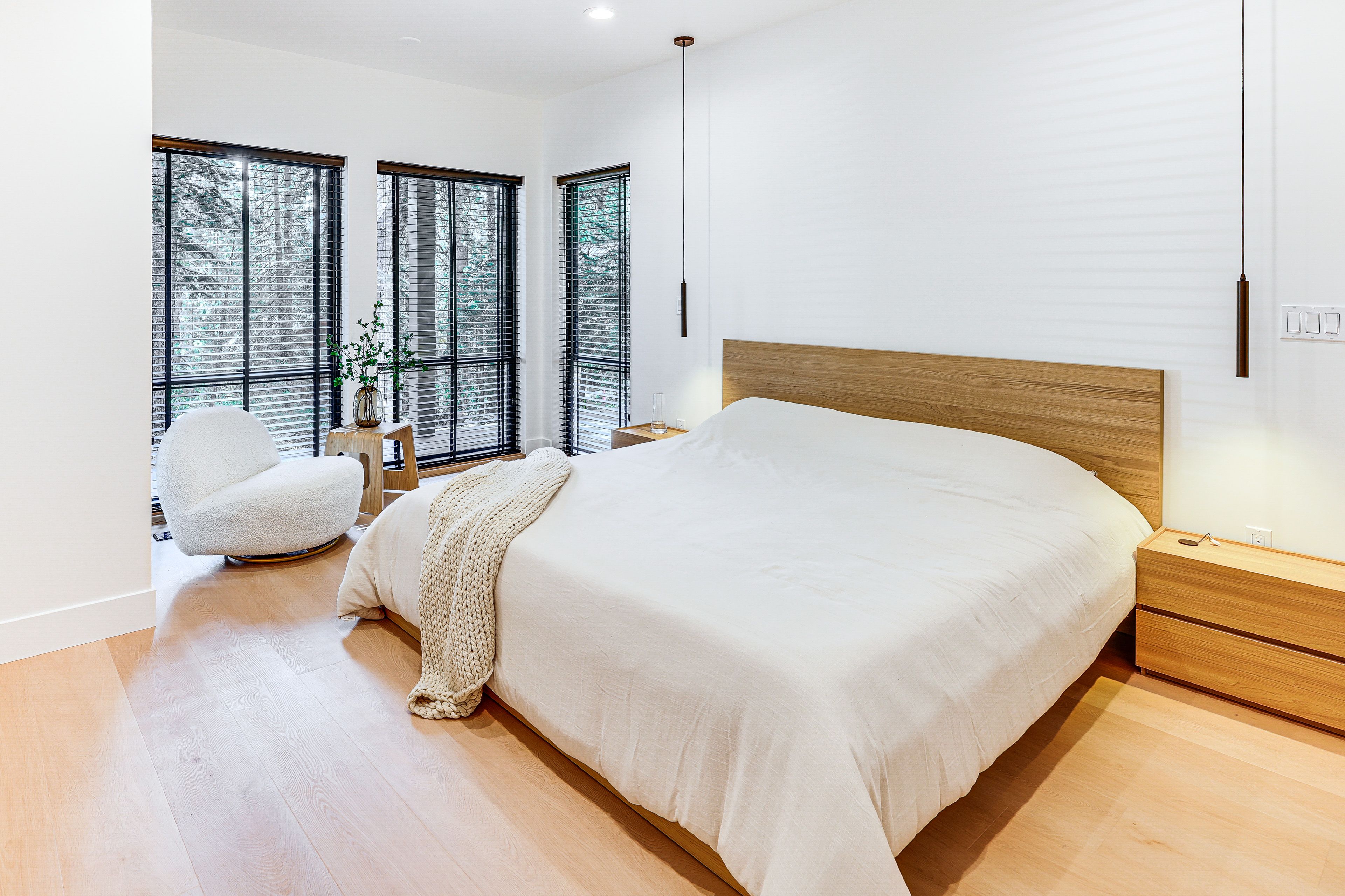 Bedroom 1 | King Bed | Basement Floor | Electric Fireplace