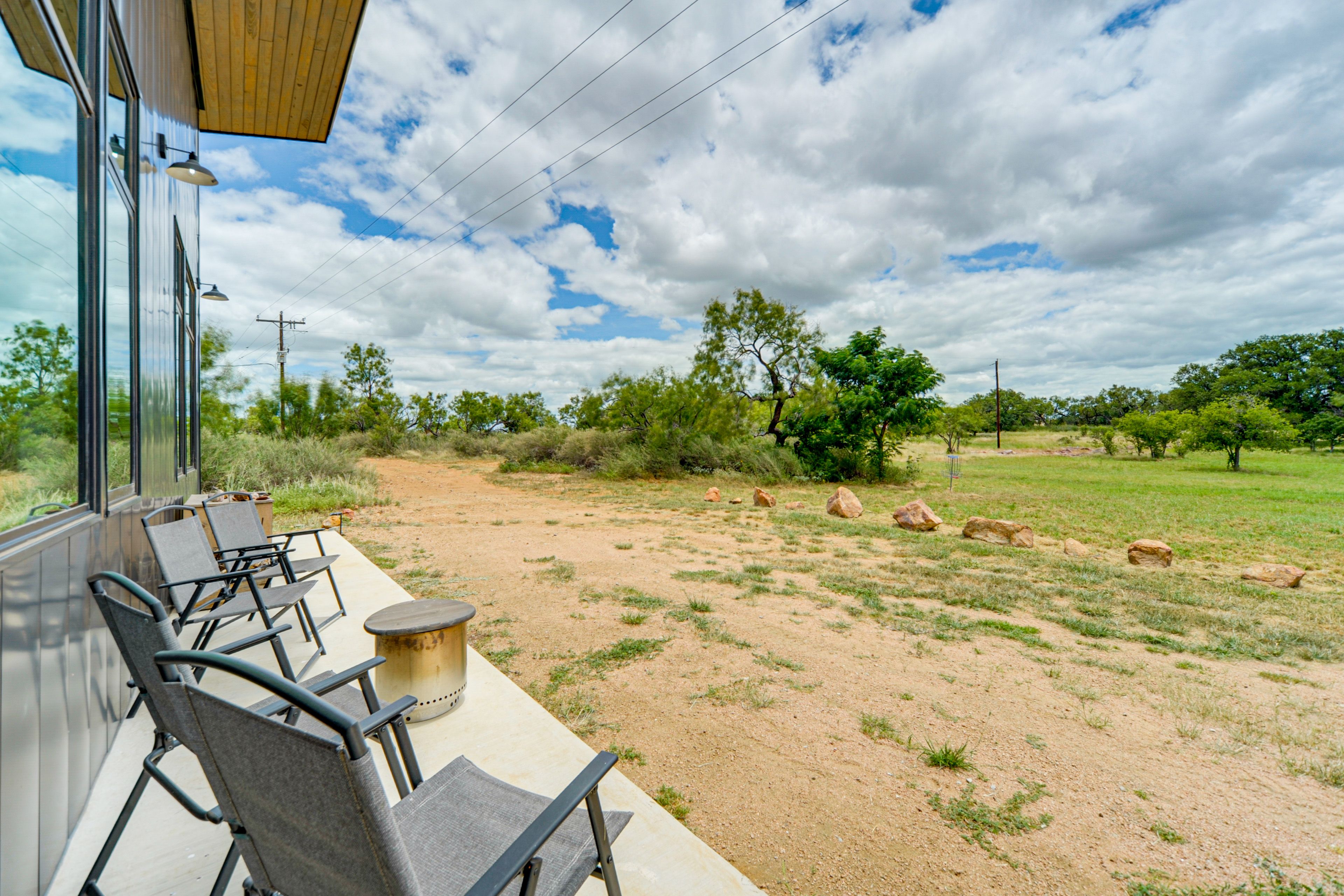 Patio | 20-Acre Property | Countryside Views