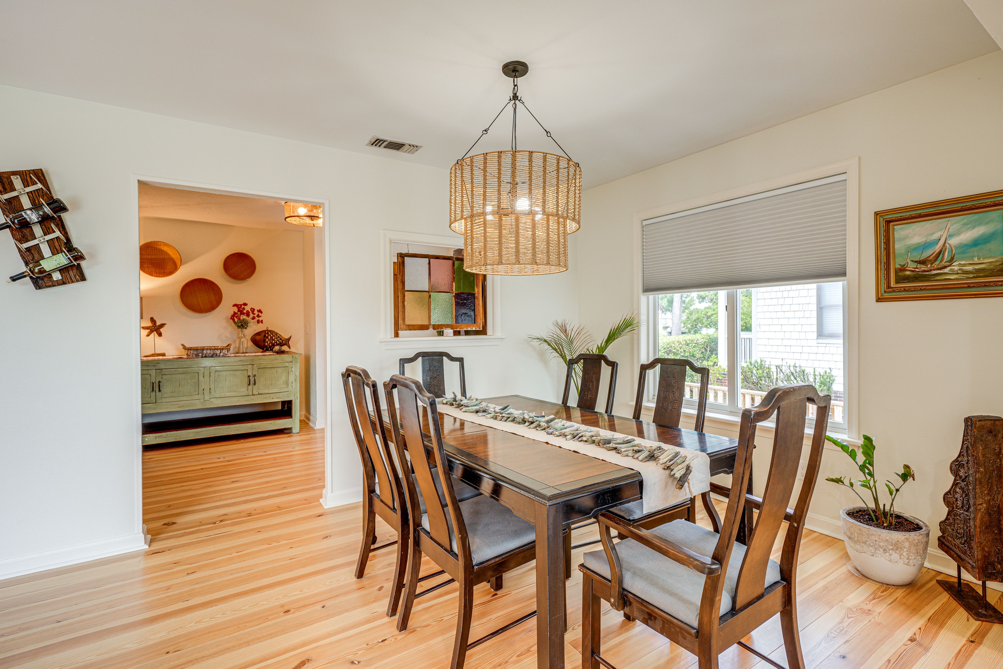 Dining Area | Dishware & Flatware | Central A/C & Heat | 1st Floor