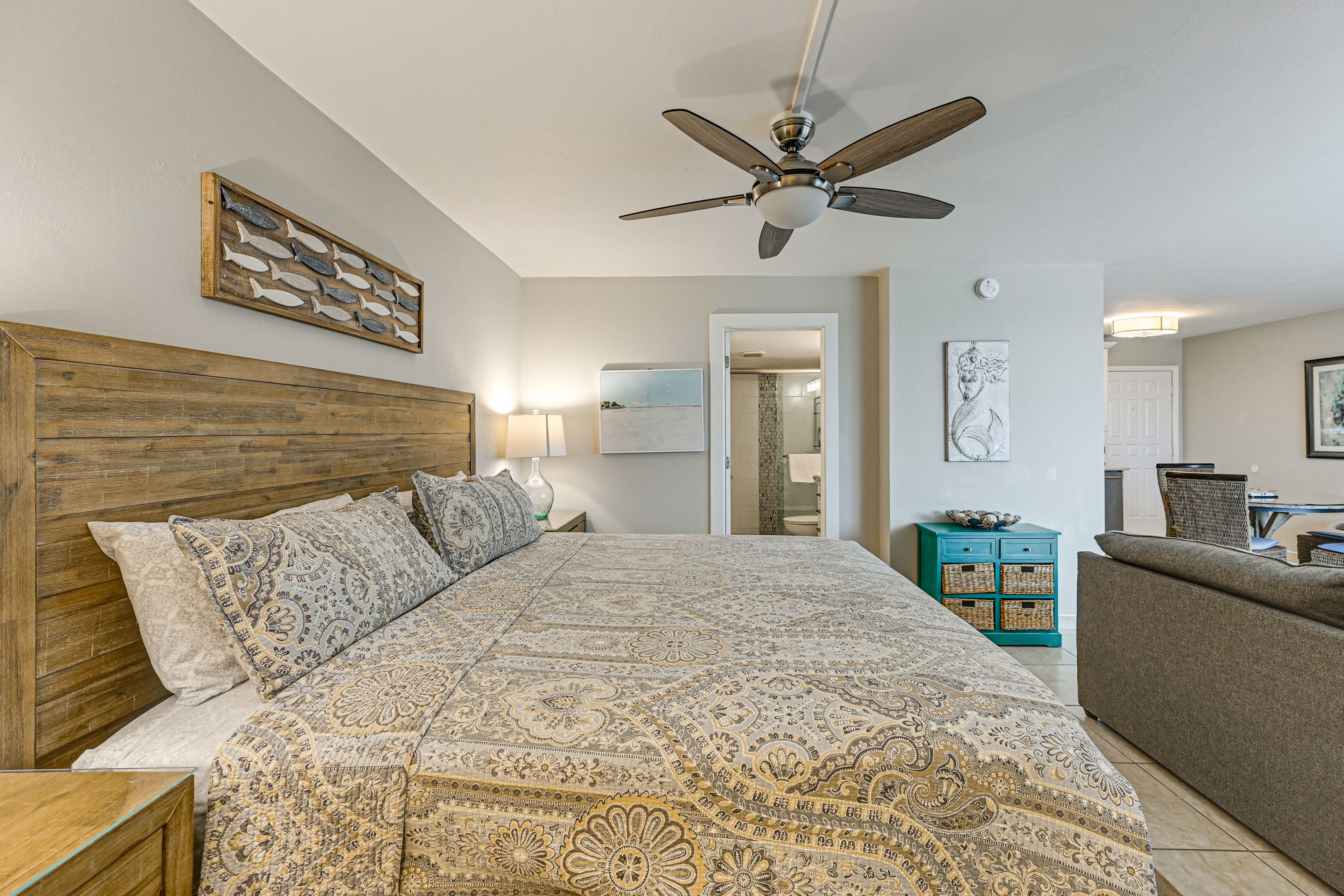 Studio | Sleeping Area | King Bed | Linens Provided
