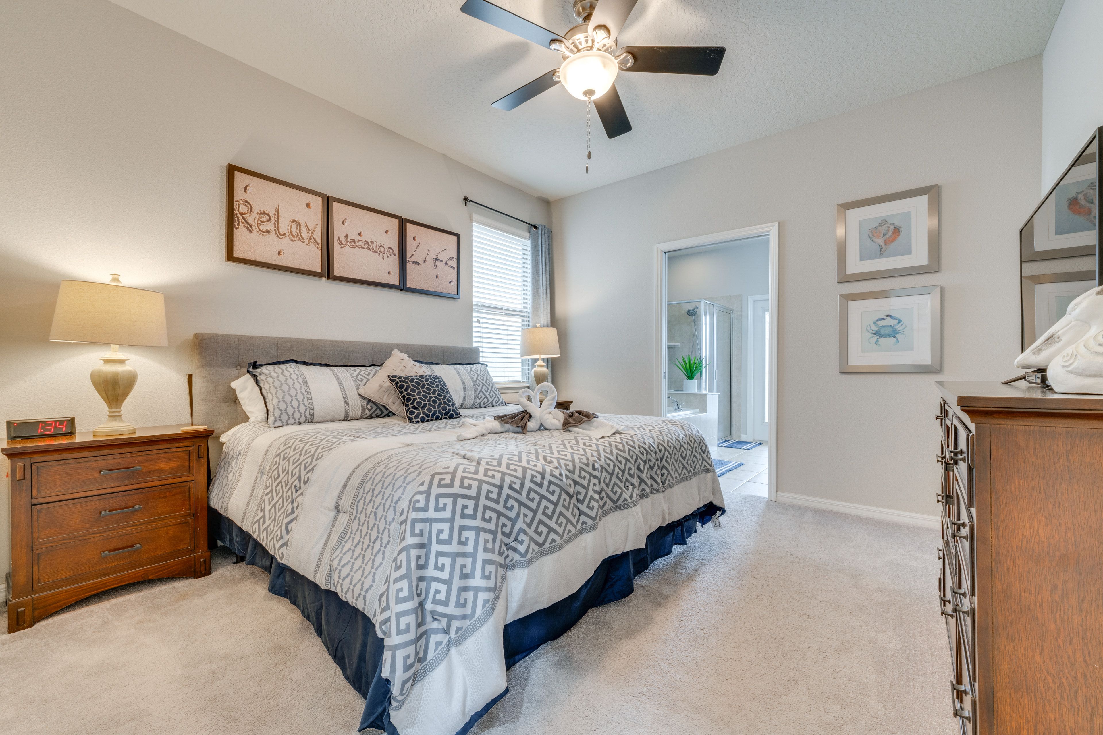 Bedroom 1 | 1st Floor | King Bed | Linens Provided | En-Suite Bathroom
