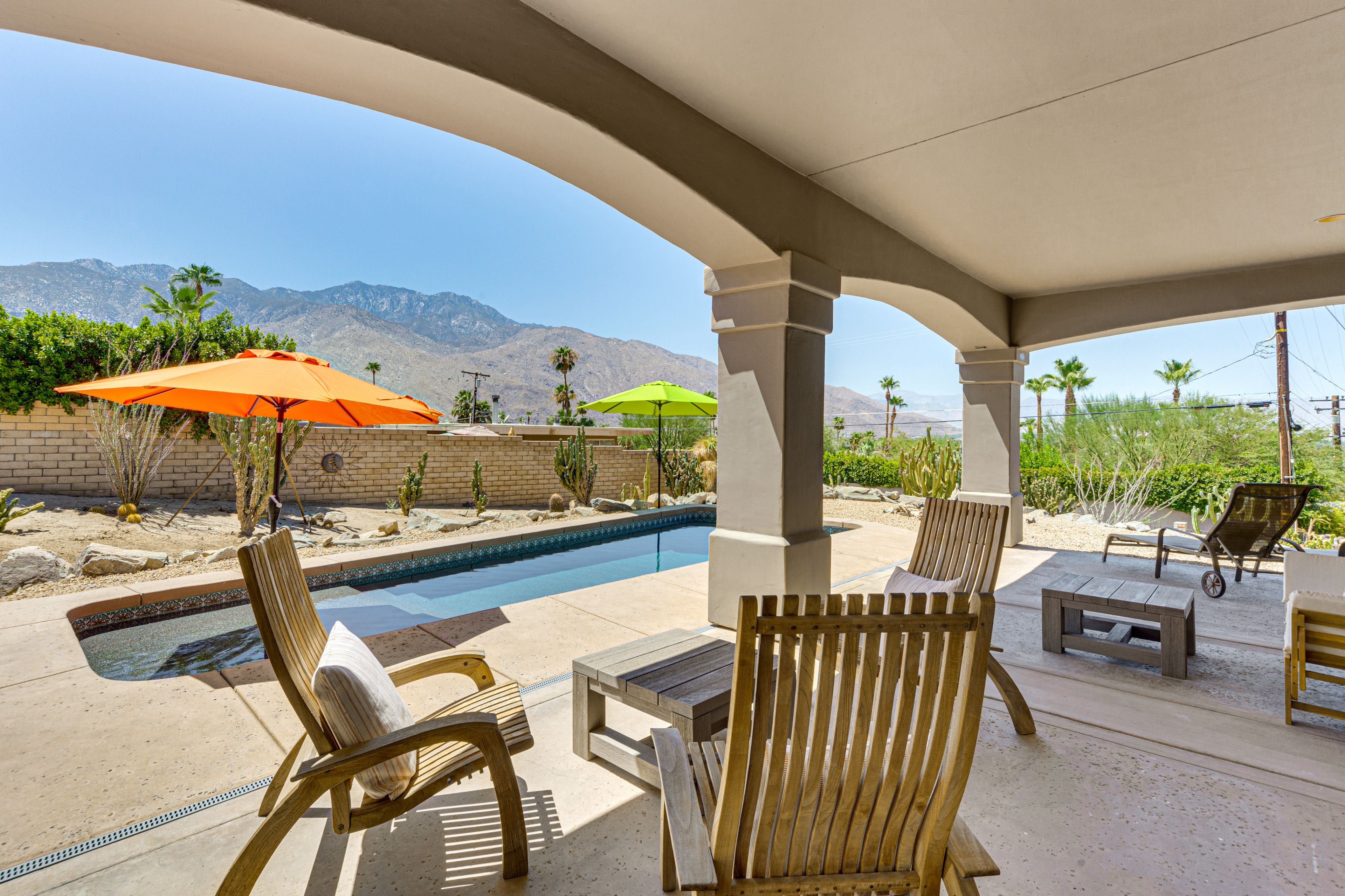 Covered Patio | Ample Seating | Mountain Views