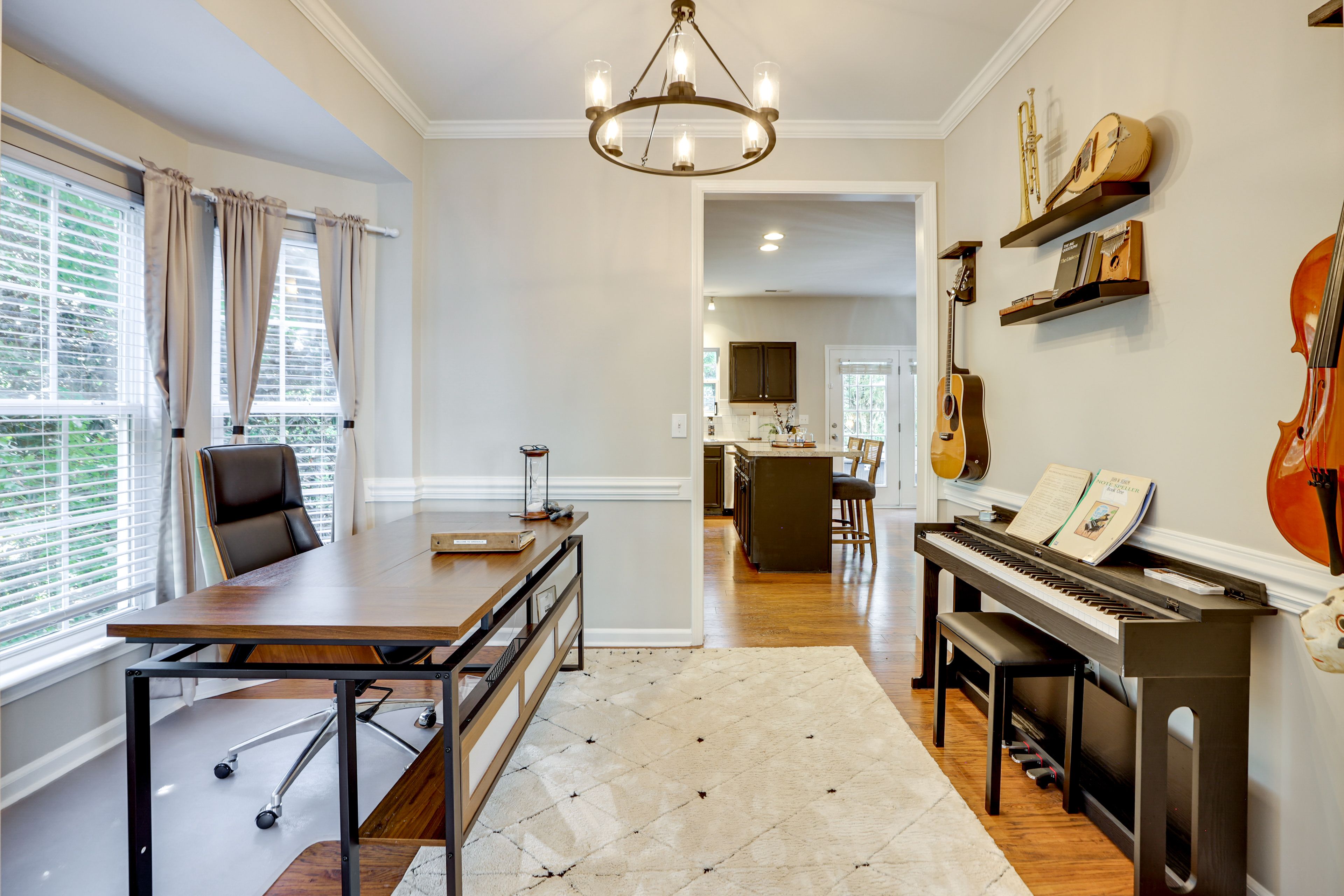 Office | Main Floor | Laptop-Friendly Workspace | Piano