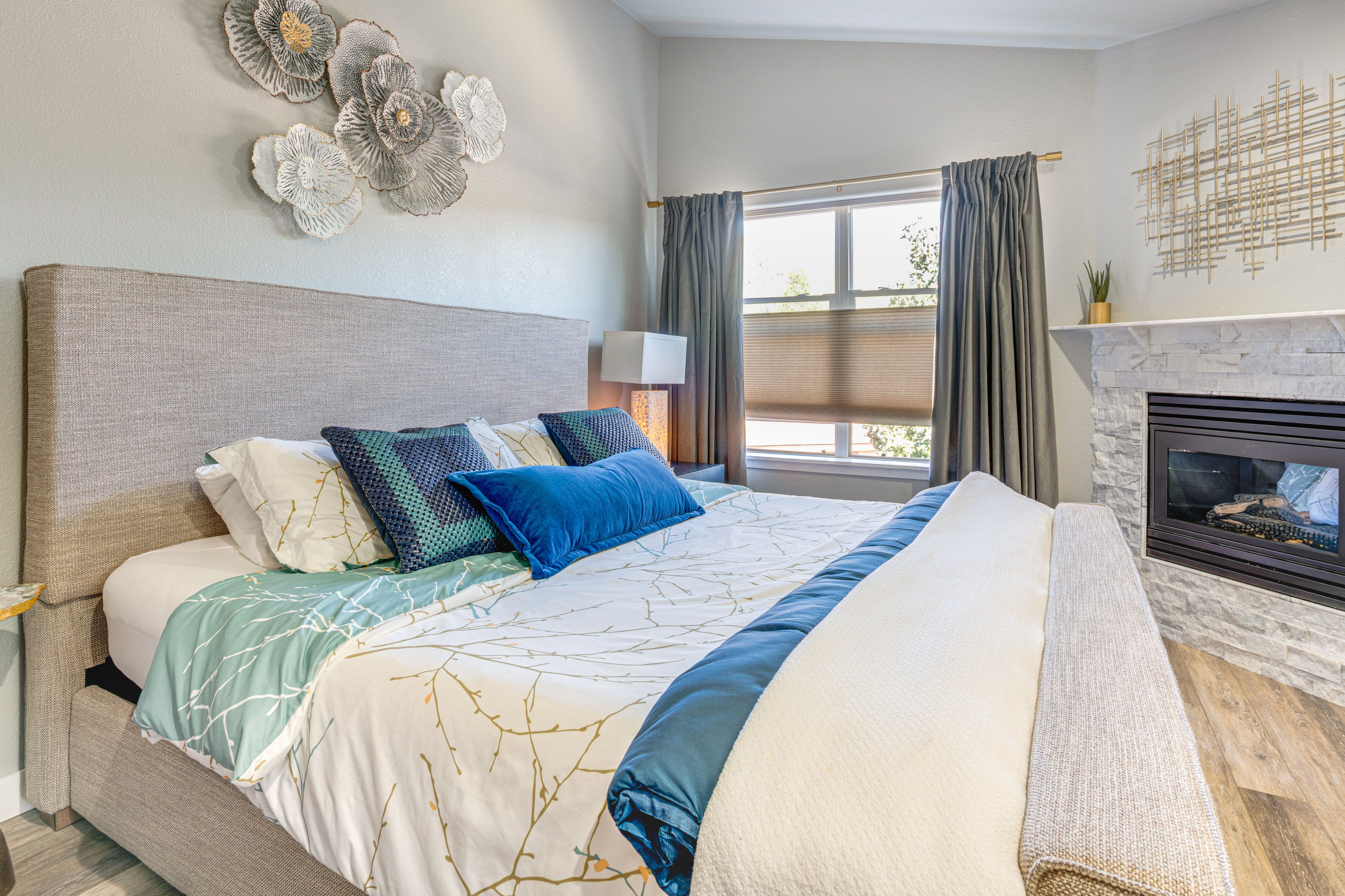 Bedroom 2 | Upper Level | California King Bed | Electric Fireplace