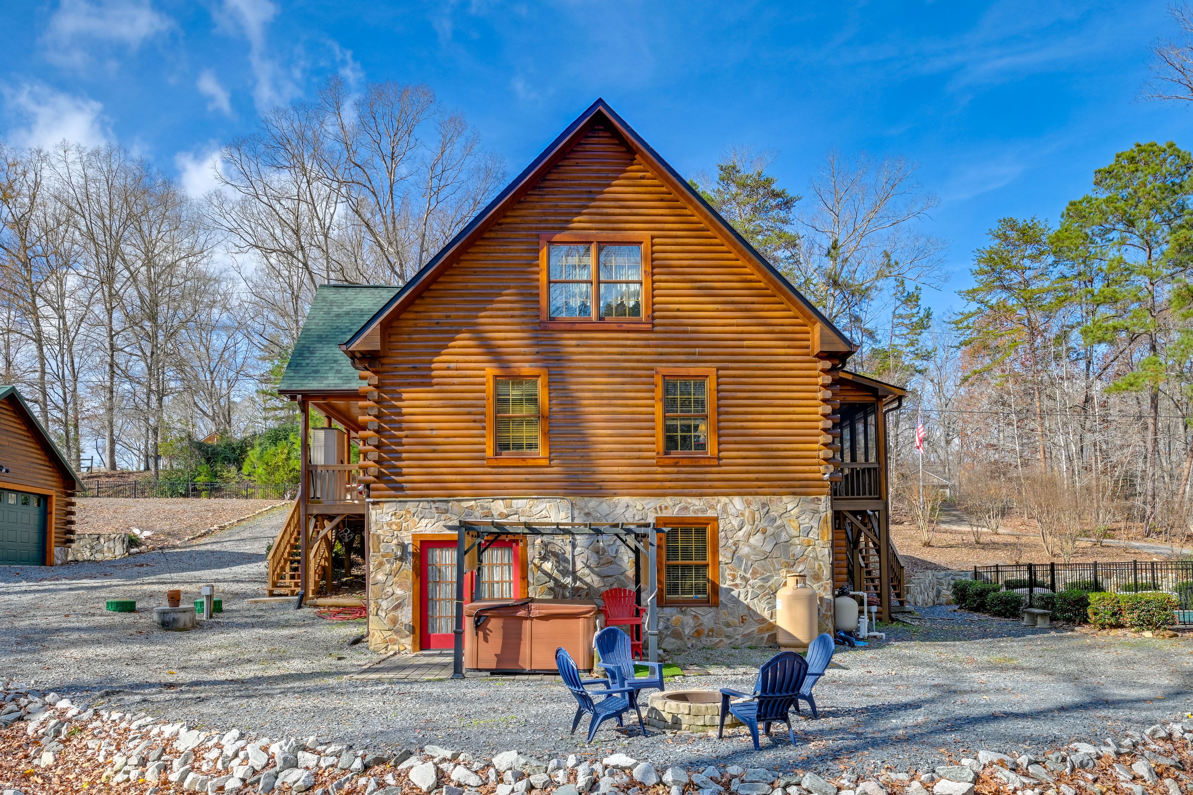Outdoor Living Space | Wood-Burning Fire Pit | Hot Tub