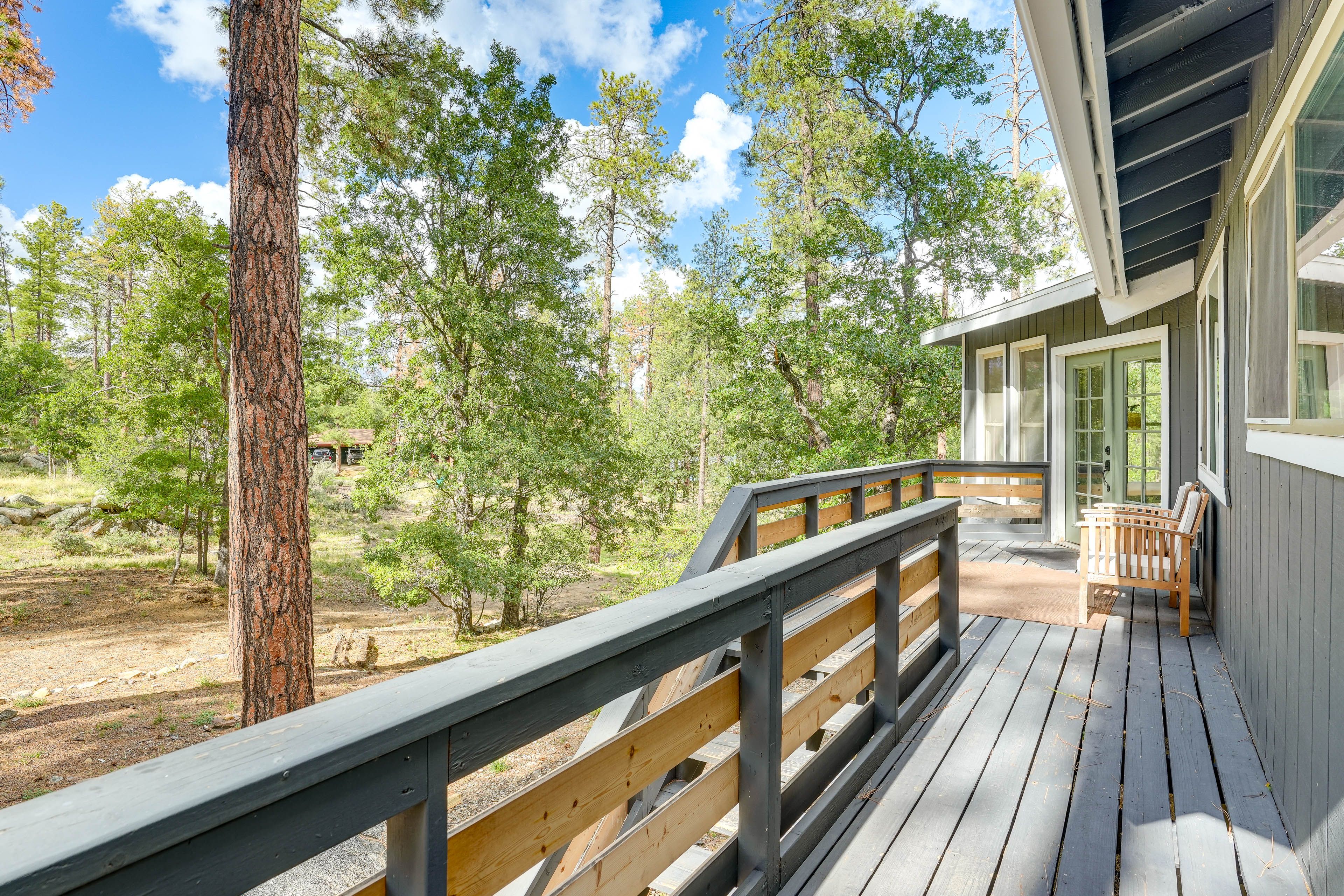 Deck | Peaceful Wooded Property | Gas Grill | Dining Set
