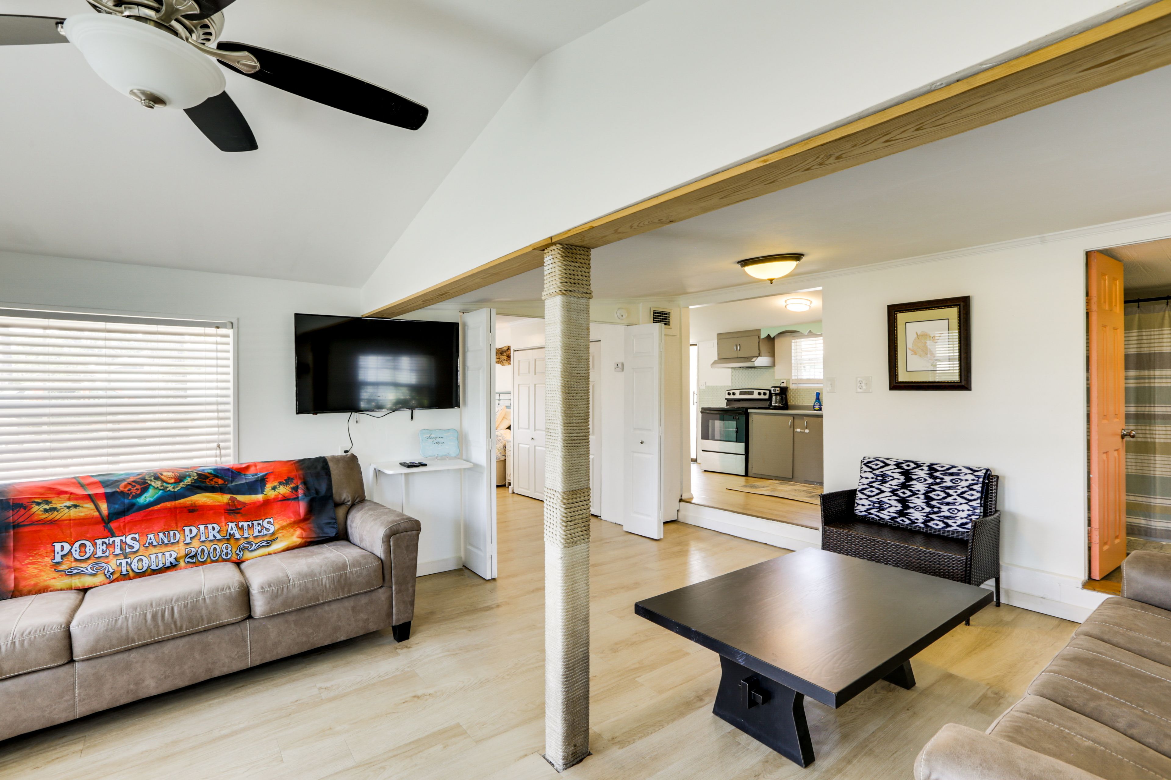 Living Room | Open Floor Plan | Central A/C & Heating | Full Sleeper Sofa