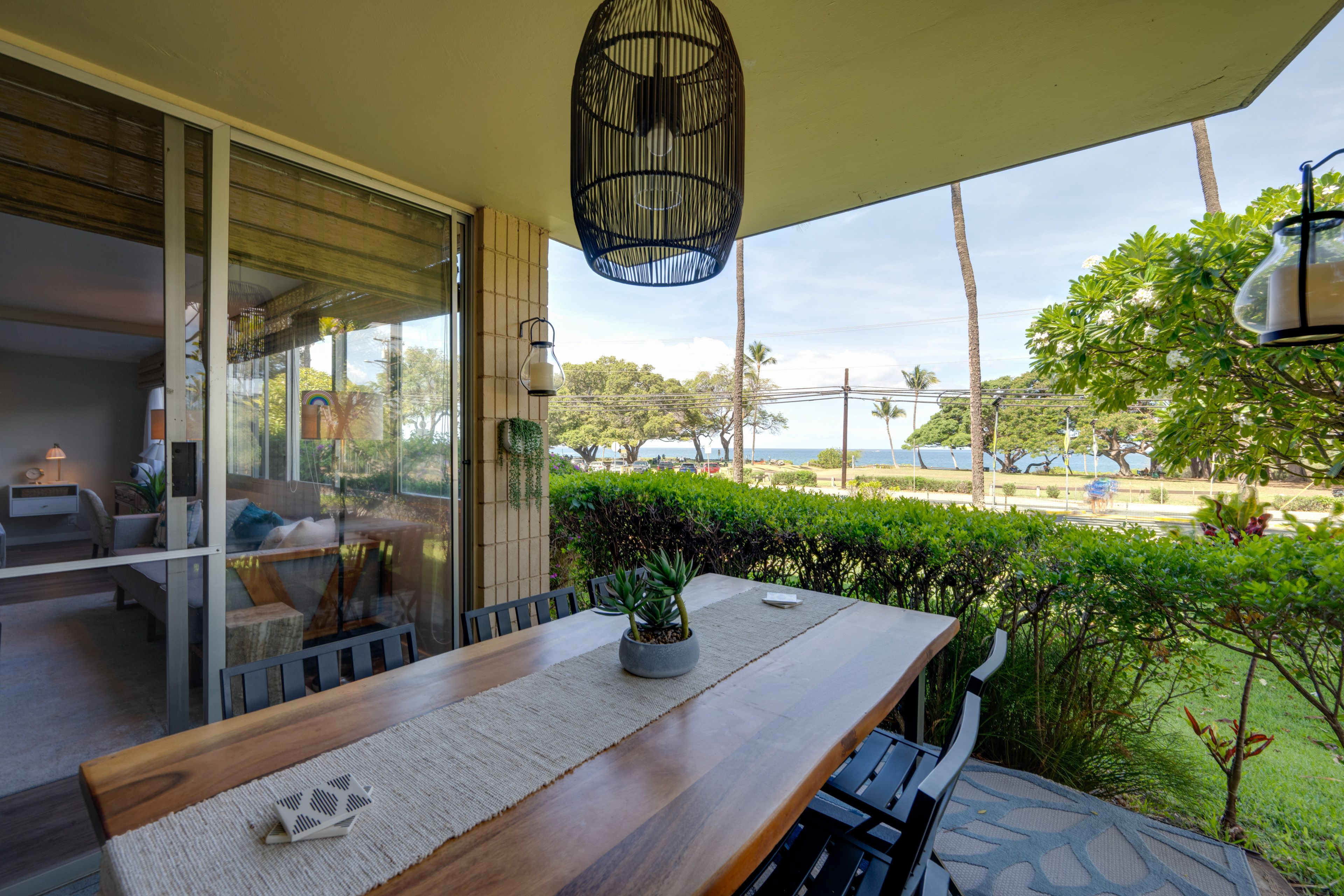 Private Lanai | Dining Area | Single-Story Condo