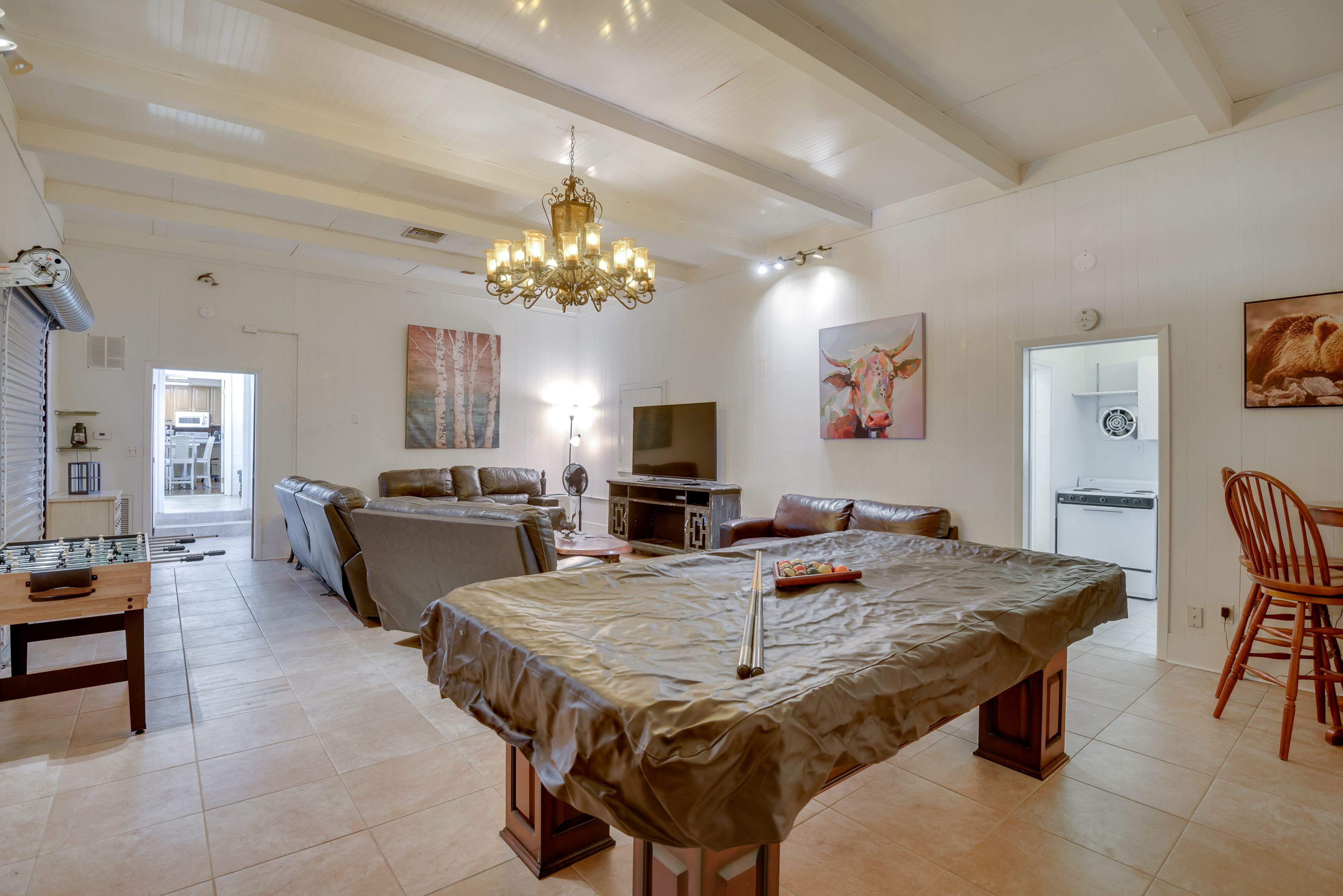 Game Room | Queen Sleeper Sofa | Foosball Table | Pool Table | Smart TV