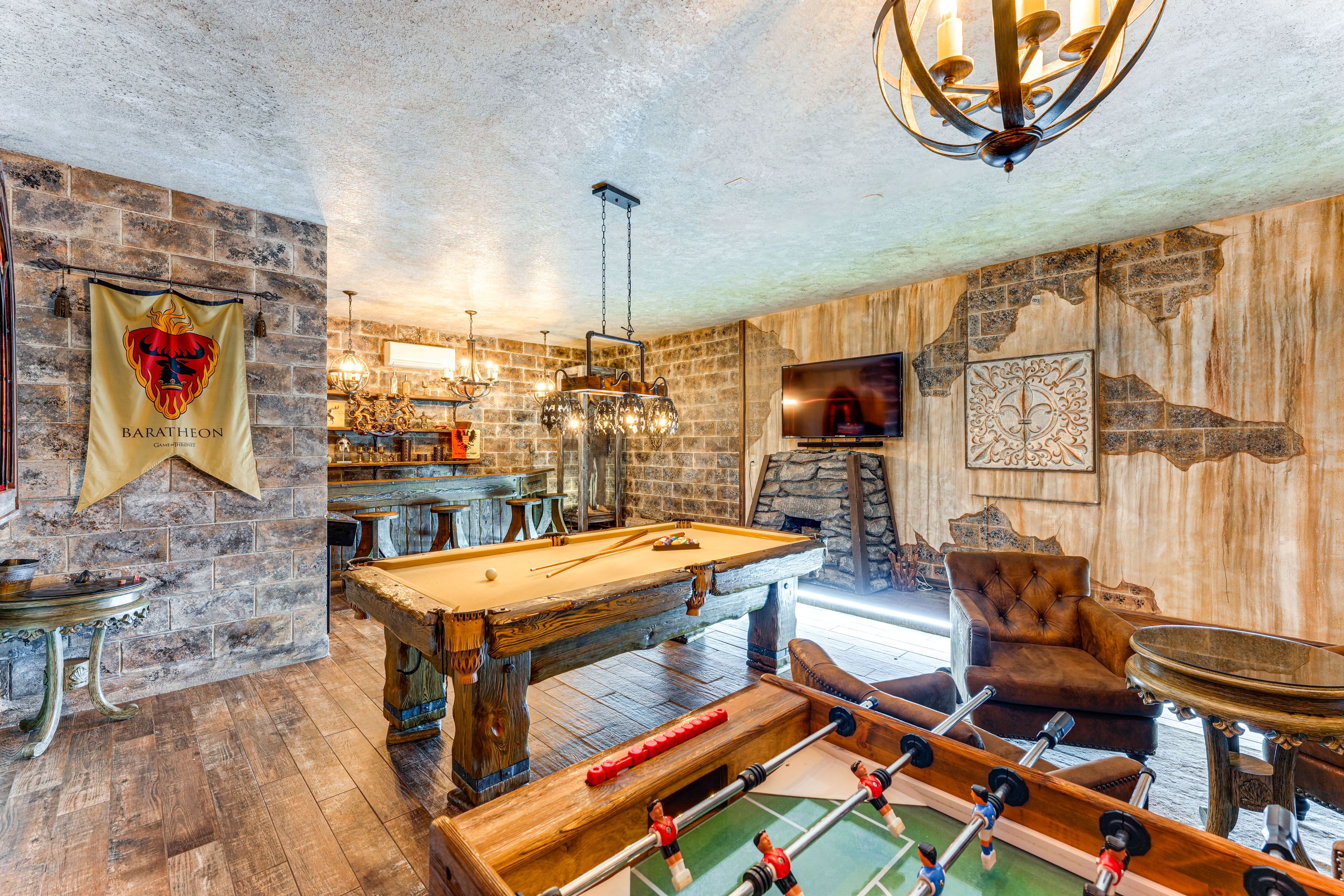 Game of Thrones-Themed Game Room | Custom Pool & Foosball Tables | Basement