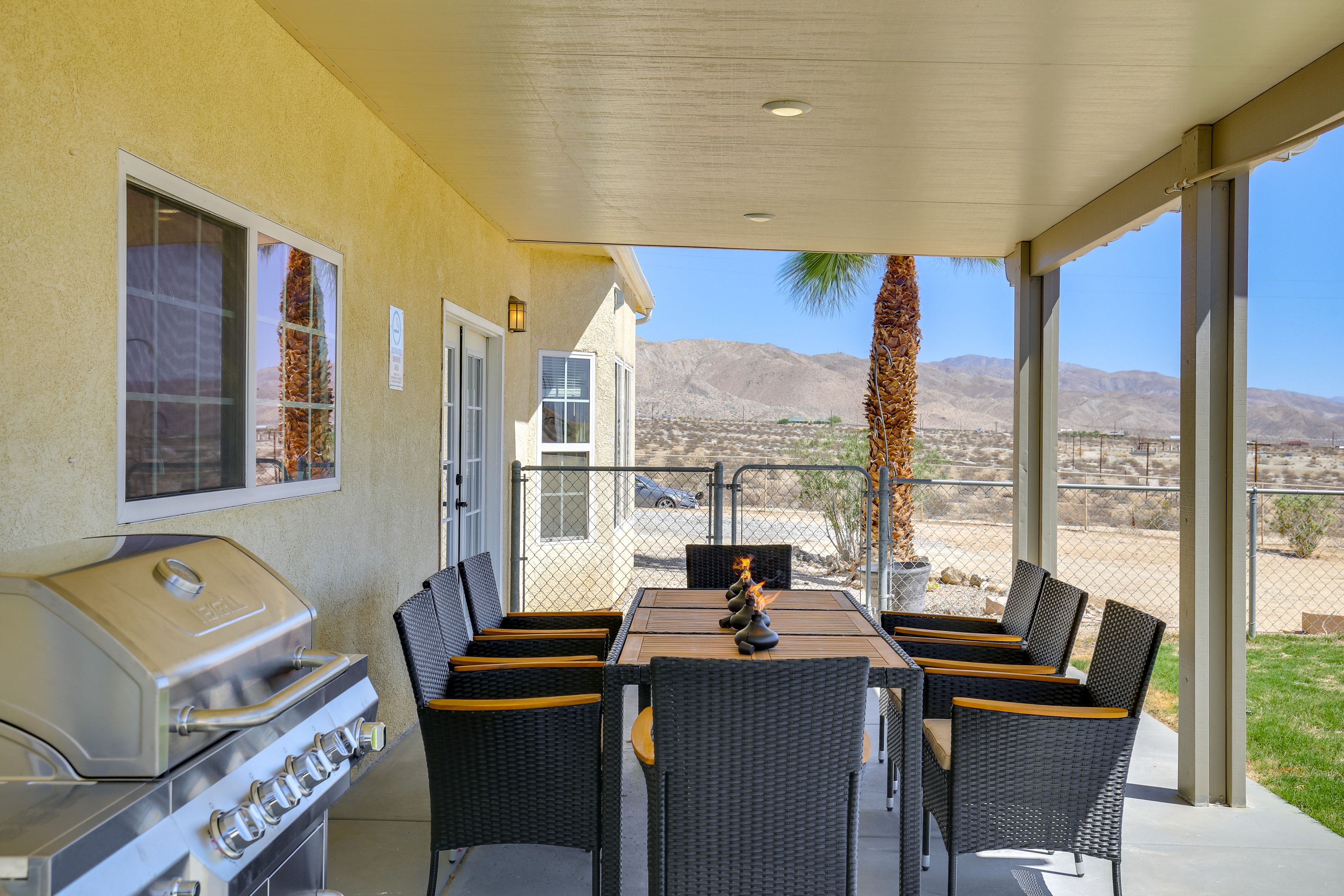 Covered Patio | Gas Grill | Dining Area | Fenced Yard | Mountain Views