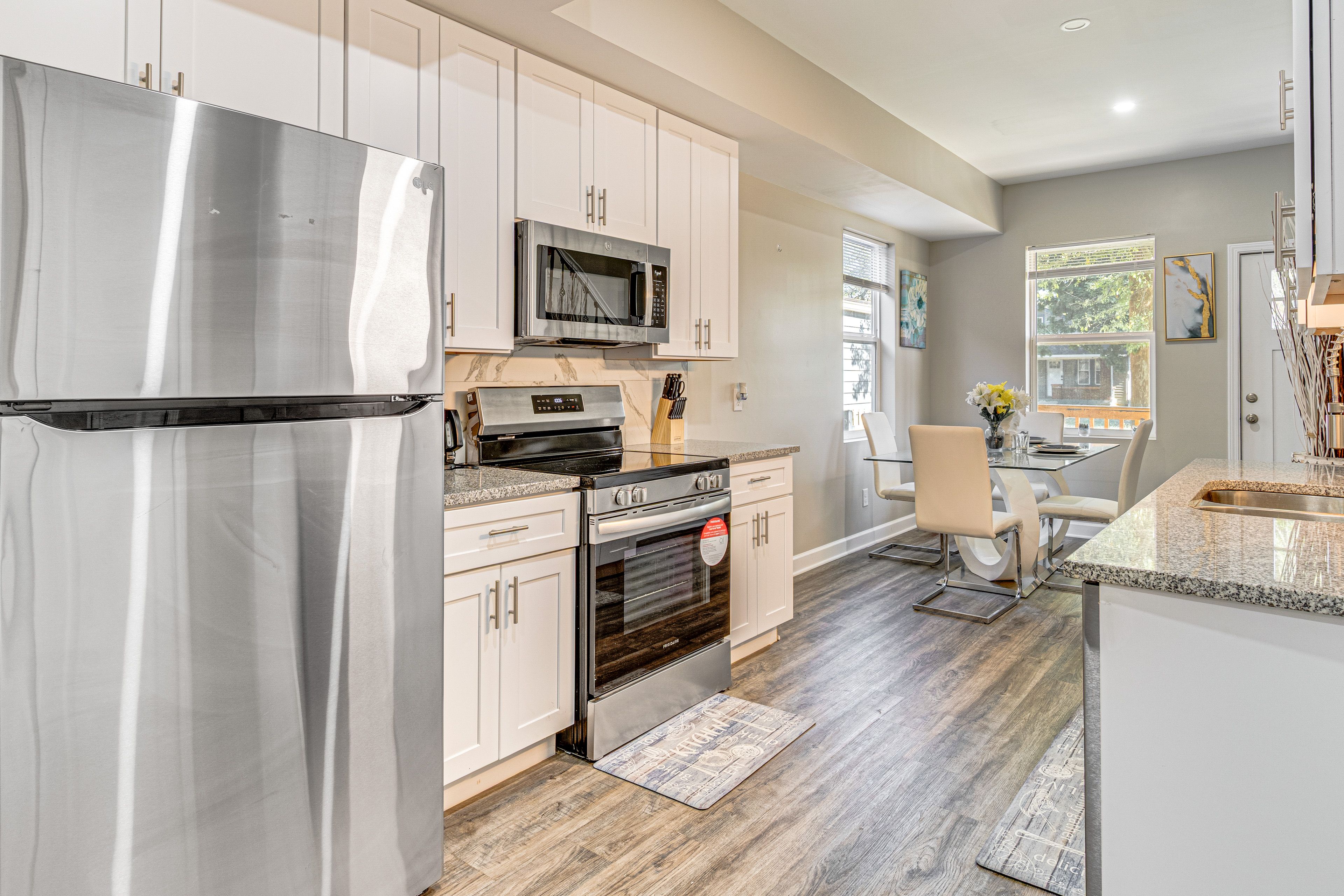 Kitchen & Dining Area | Central A/C & Heating