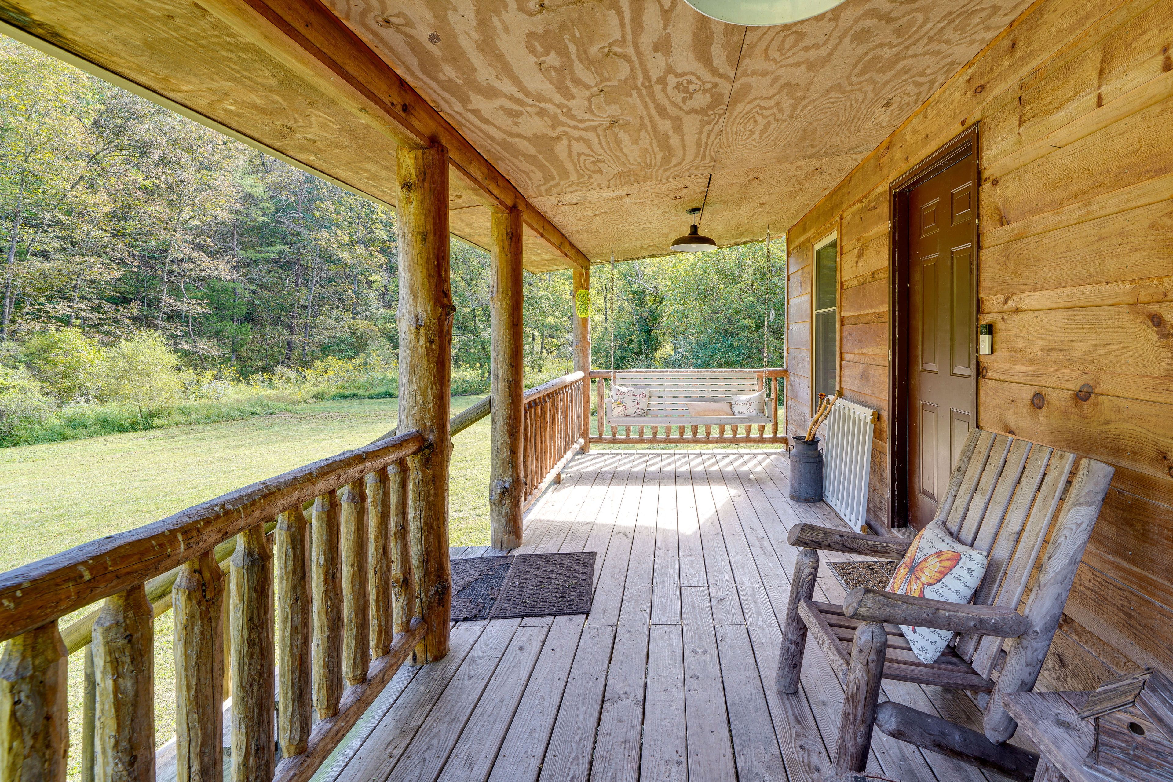 Front Porch | Bench Swing | Picnic Table | Fire Pit