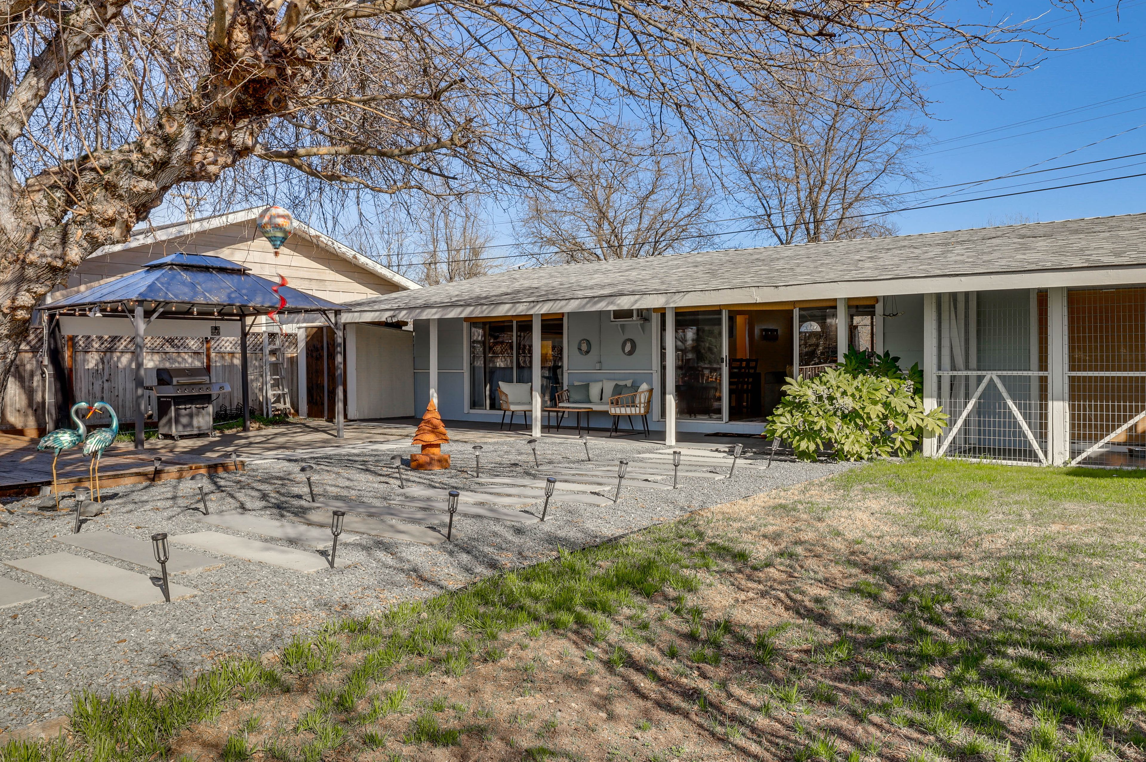Covered Patio w/ Seating | Gazebo w/ Gas Grill | Private Backyard