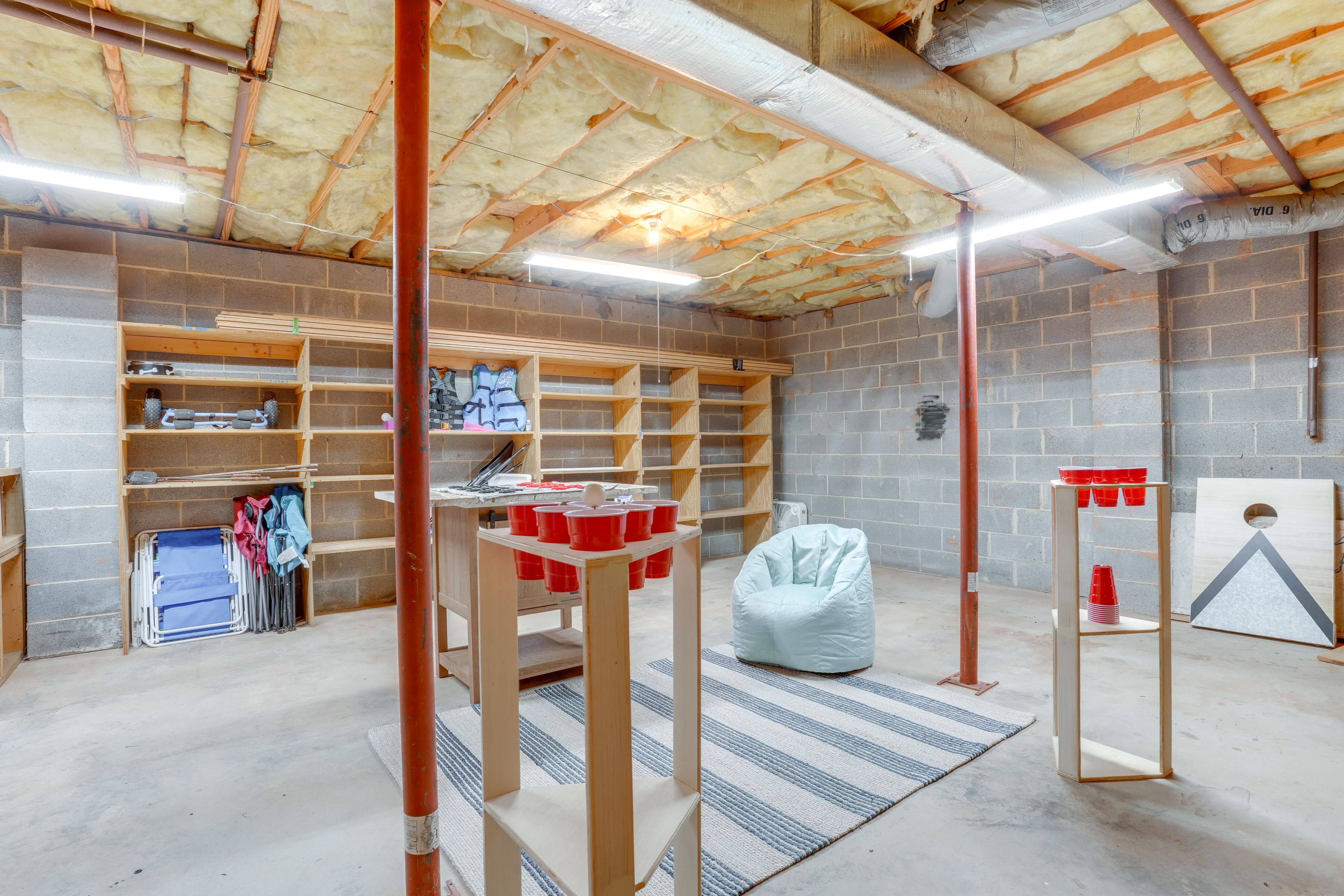 Game Area | Cup Pong | Checkers | Cornhole | Basement