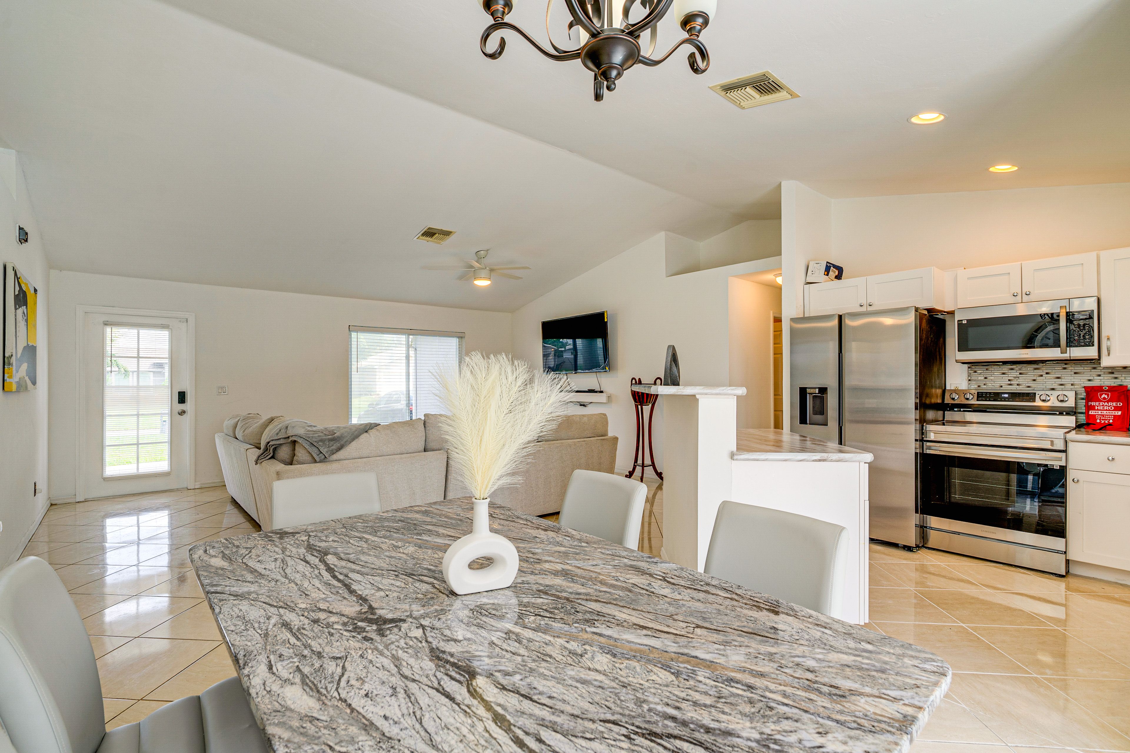 Kitchen & Dining Area | Central A/C & Heat