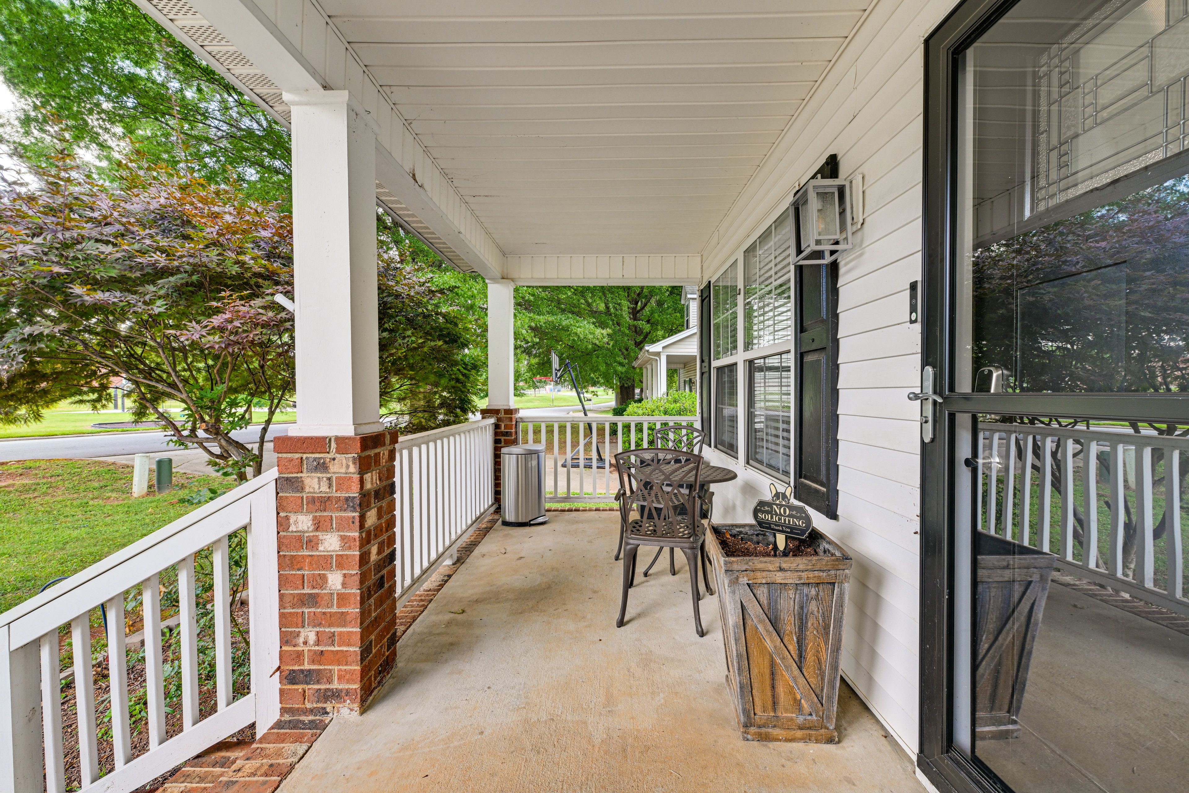 Front Porch | 2-Person Dining Area | Rocking Chairs