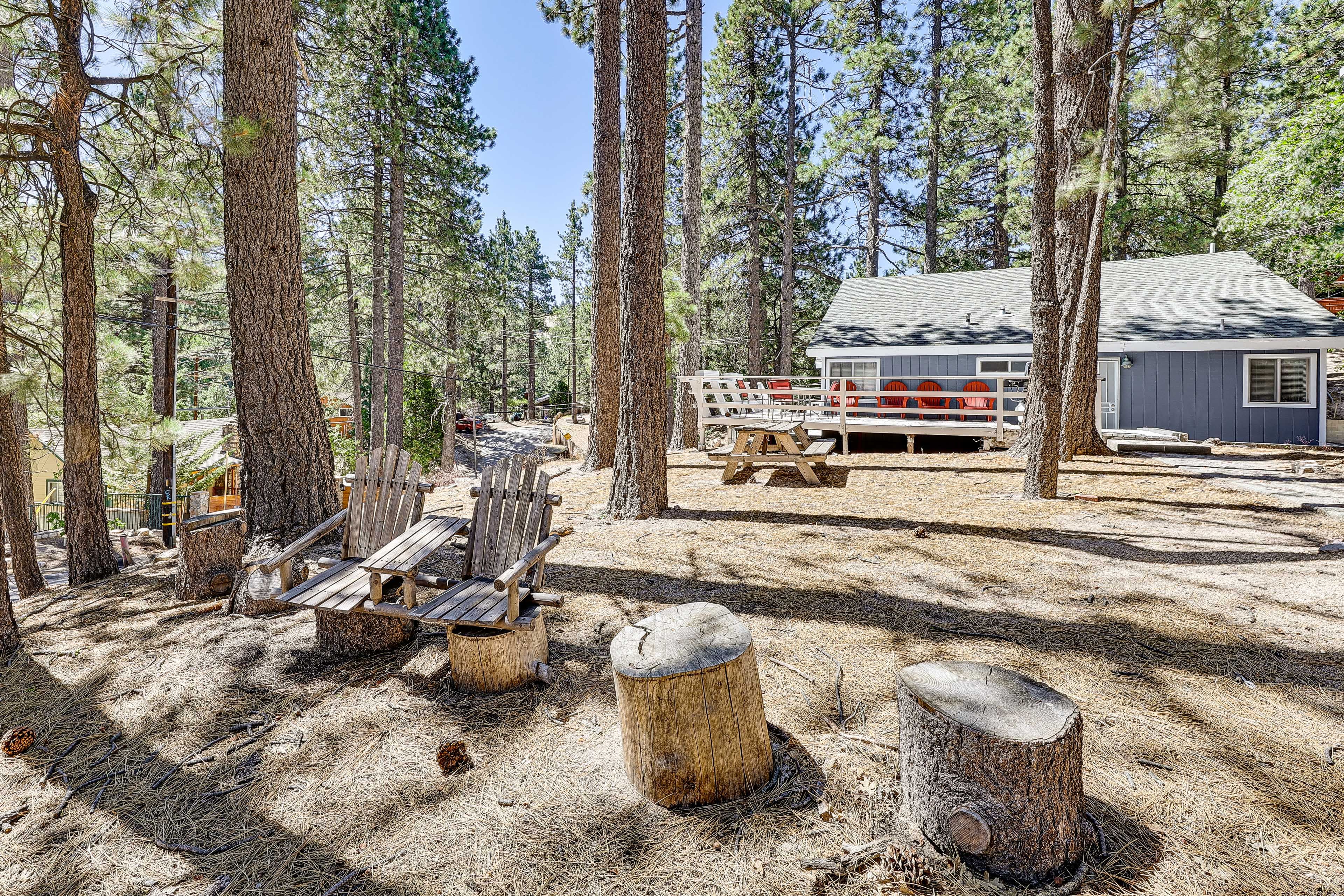 Cabin Exterior | Private Yard | Picnic Table | 1,500 Sq Ft