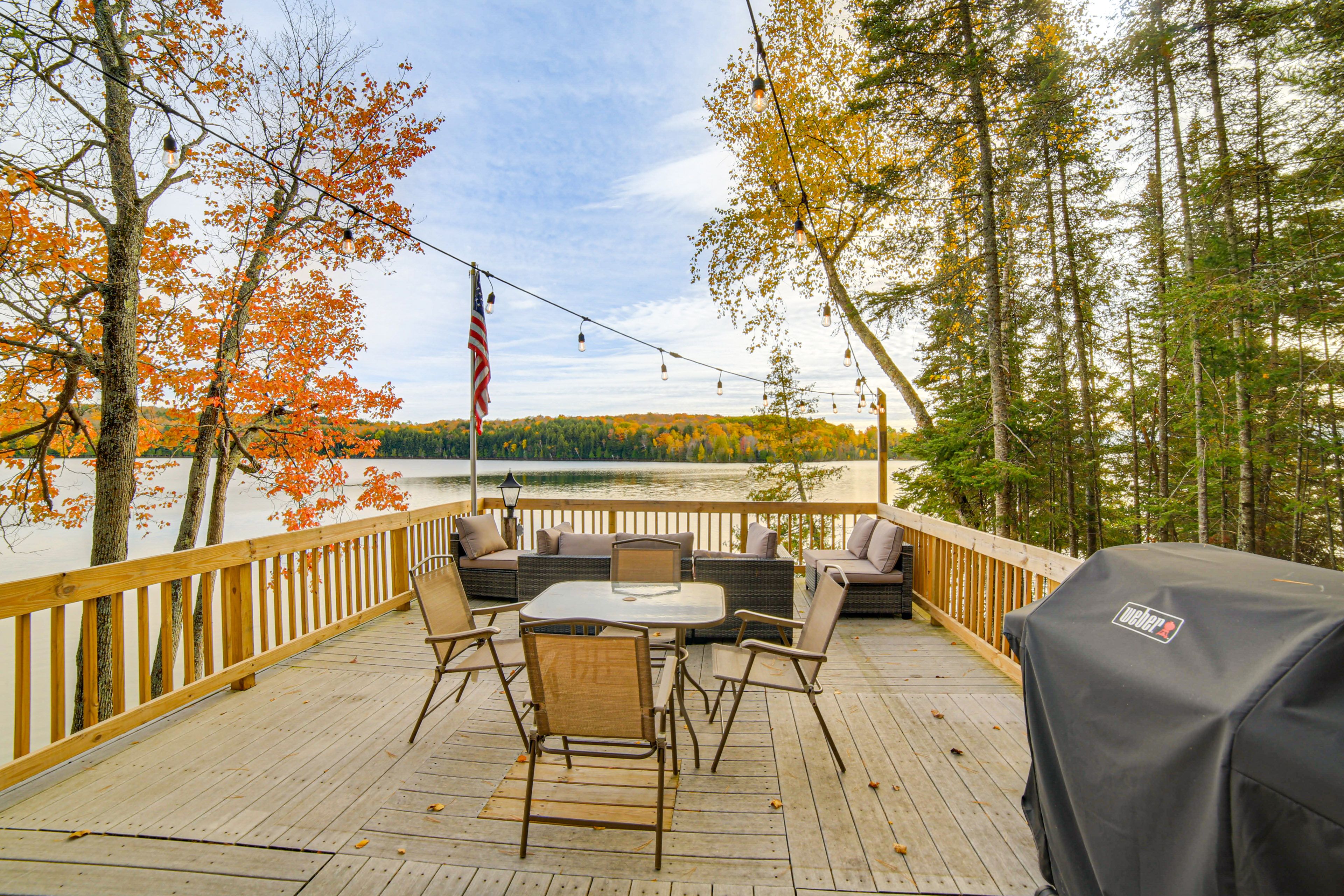 House Exterior | Deck w/ Seating | Dining Area | Gas Grill | Lake Views