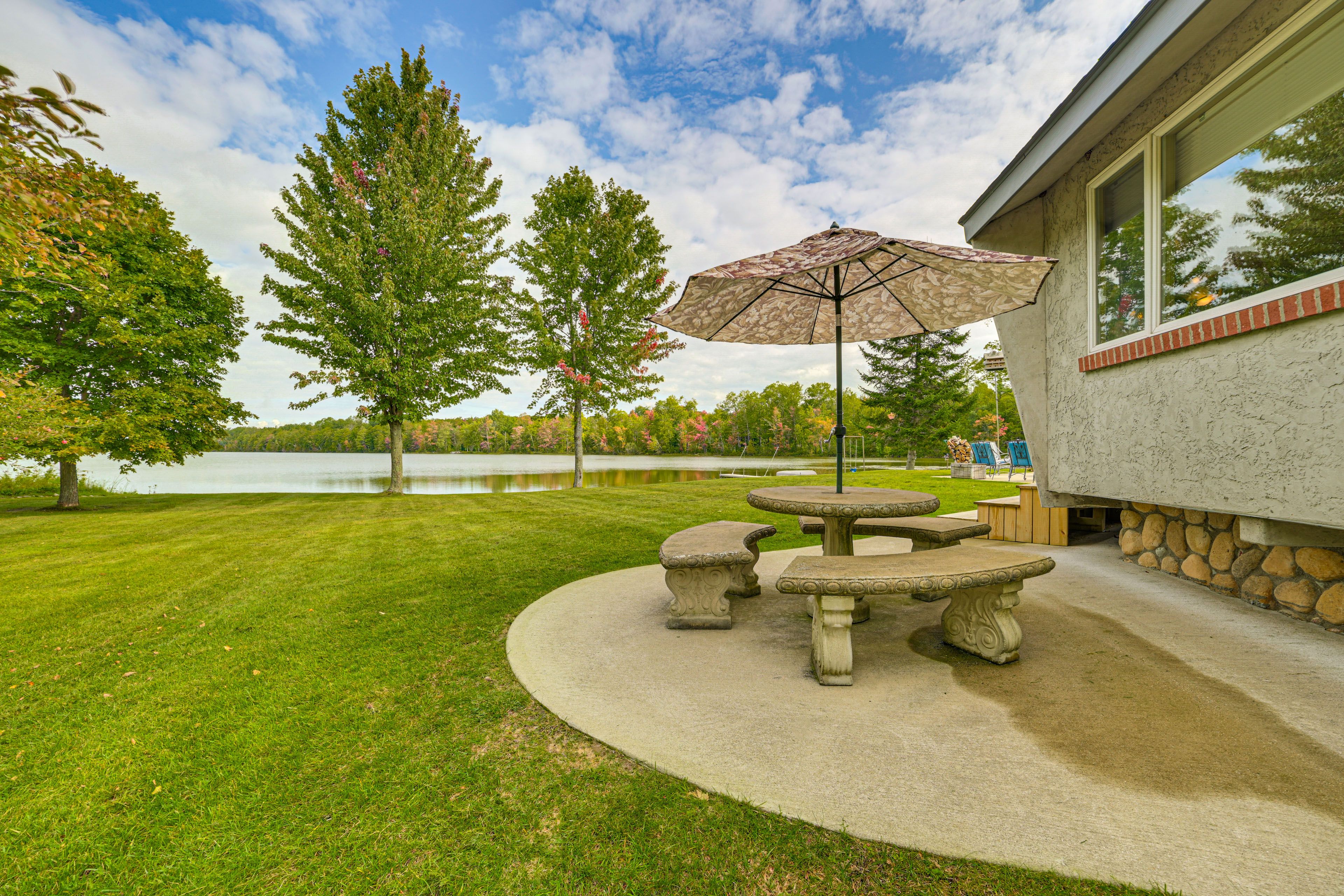Property Exterior | Furnished Patio | Fire Pit | Spacious Yard
