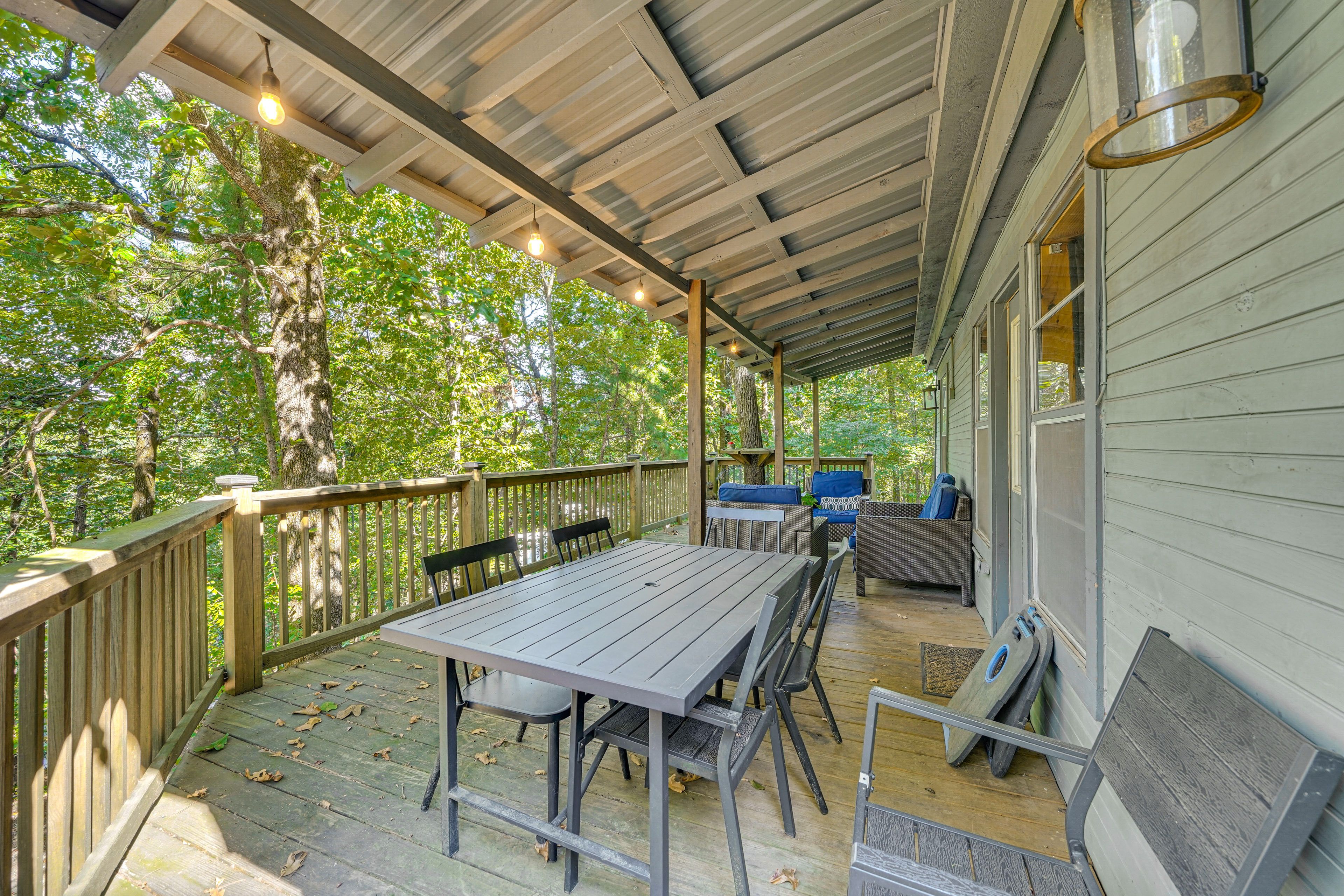 Property Exterior | 2-Story Cabin | Covered Deck