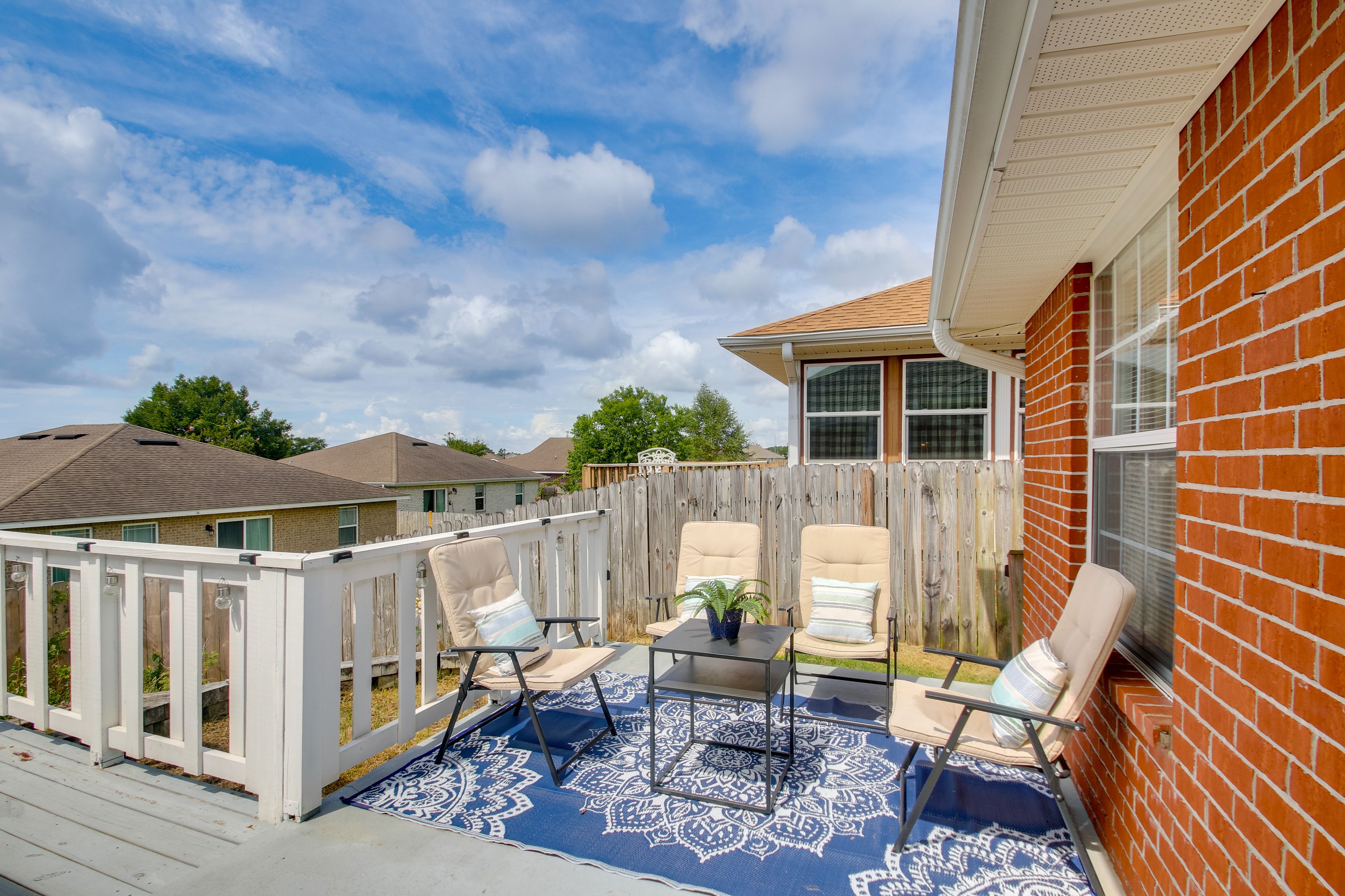Single-Story Home | Furnished Deck | Charcoal Grill