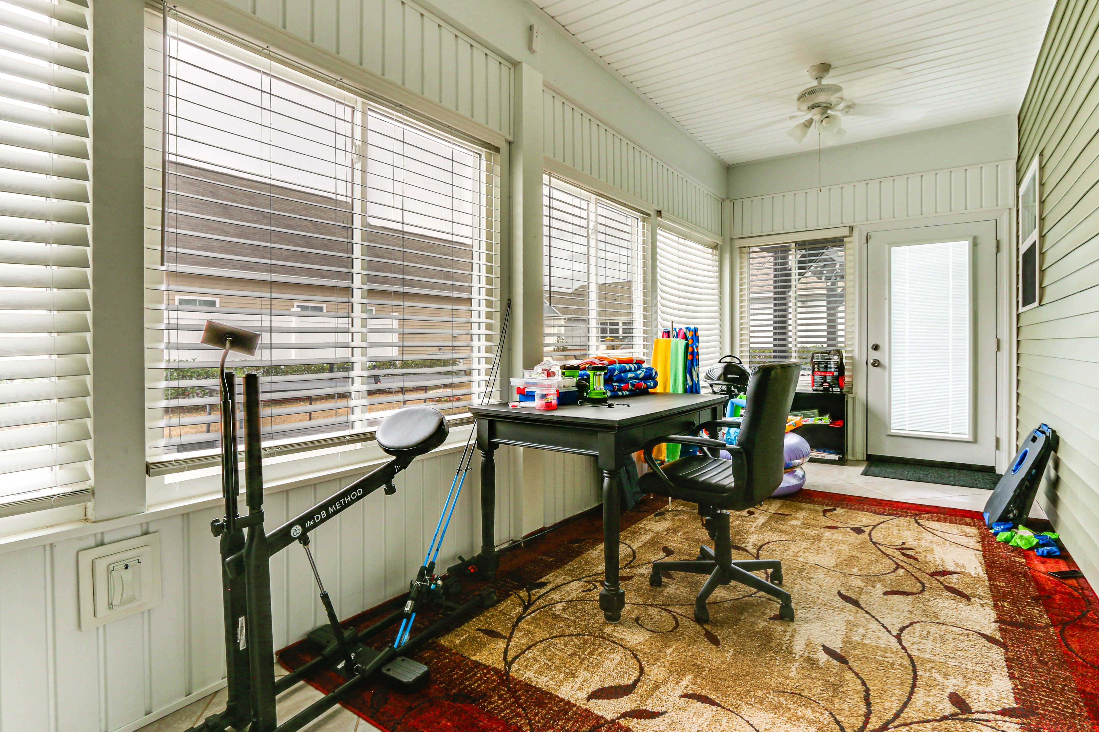 Enclosed Porch | Workspace | Yard Games & Pool Toys