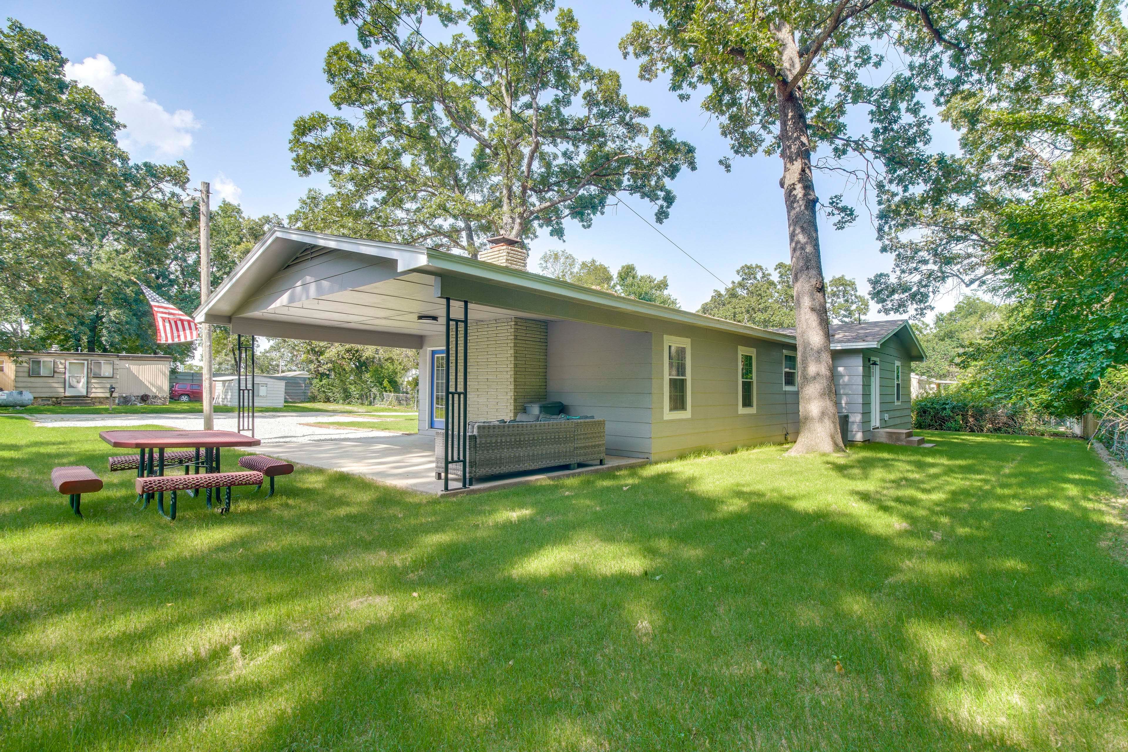 House Exterior | Covered Patio w/ Seating | Picnic Table | Private Yard