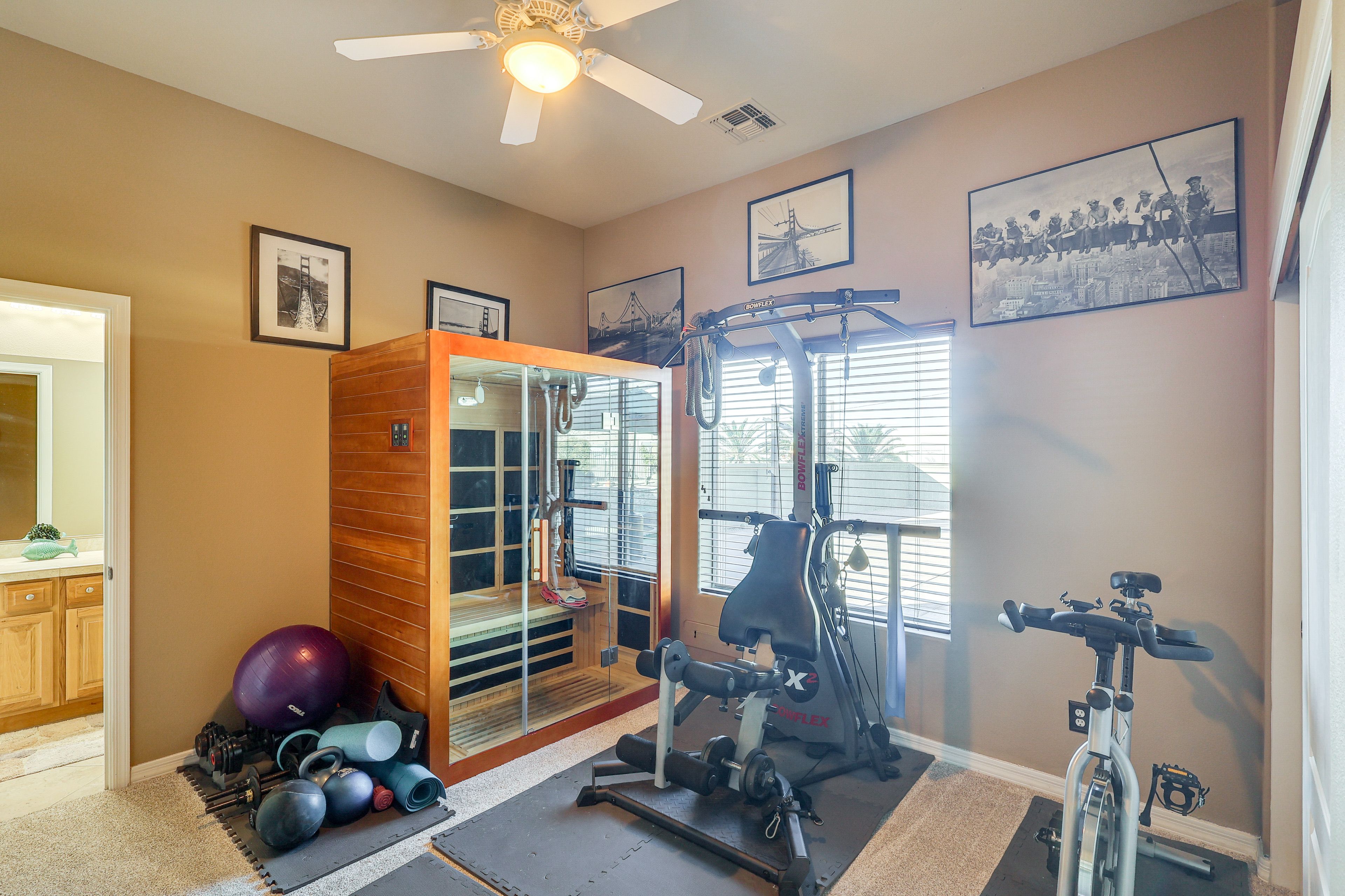 Bedroom 6 (Home Gym) | Queen Murphy Bed | Sauna | Exercise Bike | Lower Level