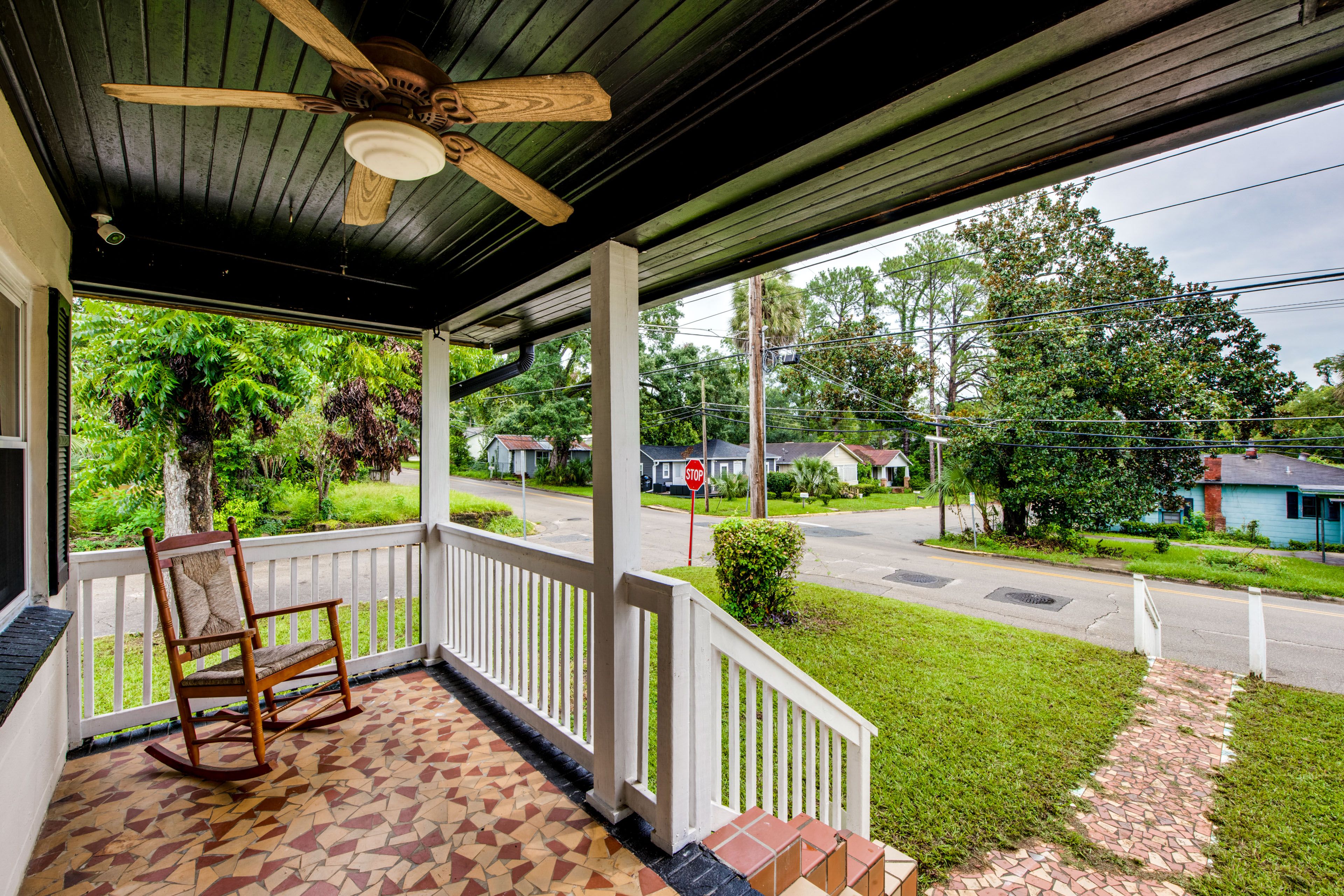 Covered Front Porch | Rocking Chair | Ceiling Fan