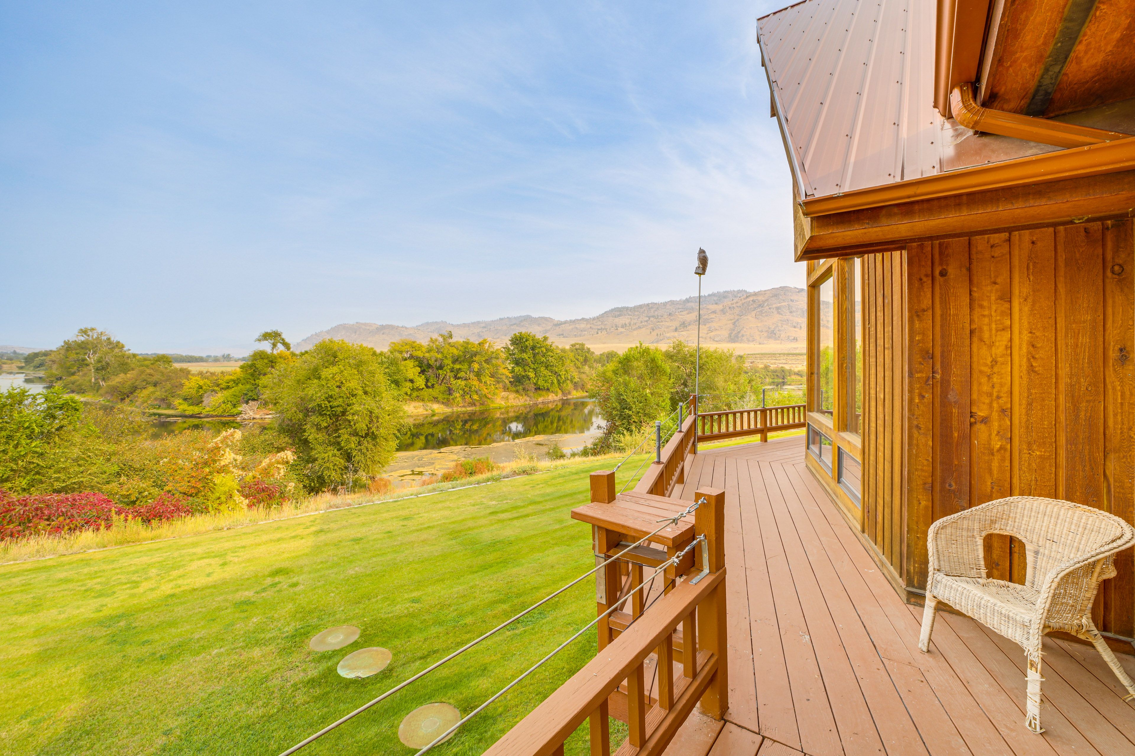Exterior | Deck w/ Seating | River & Mountain Views
