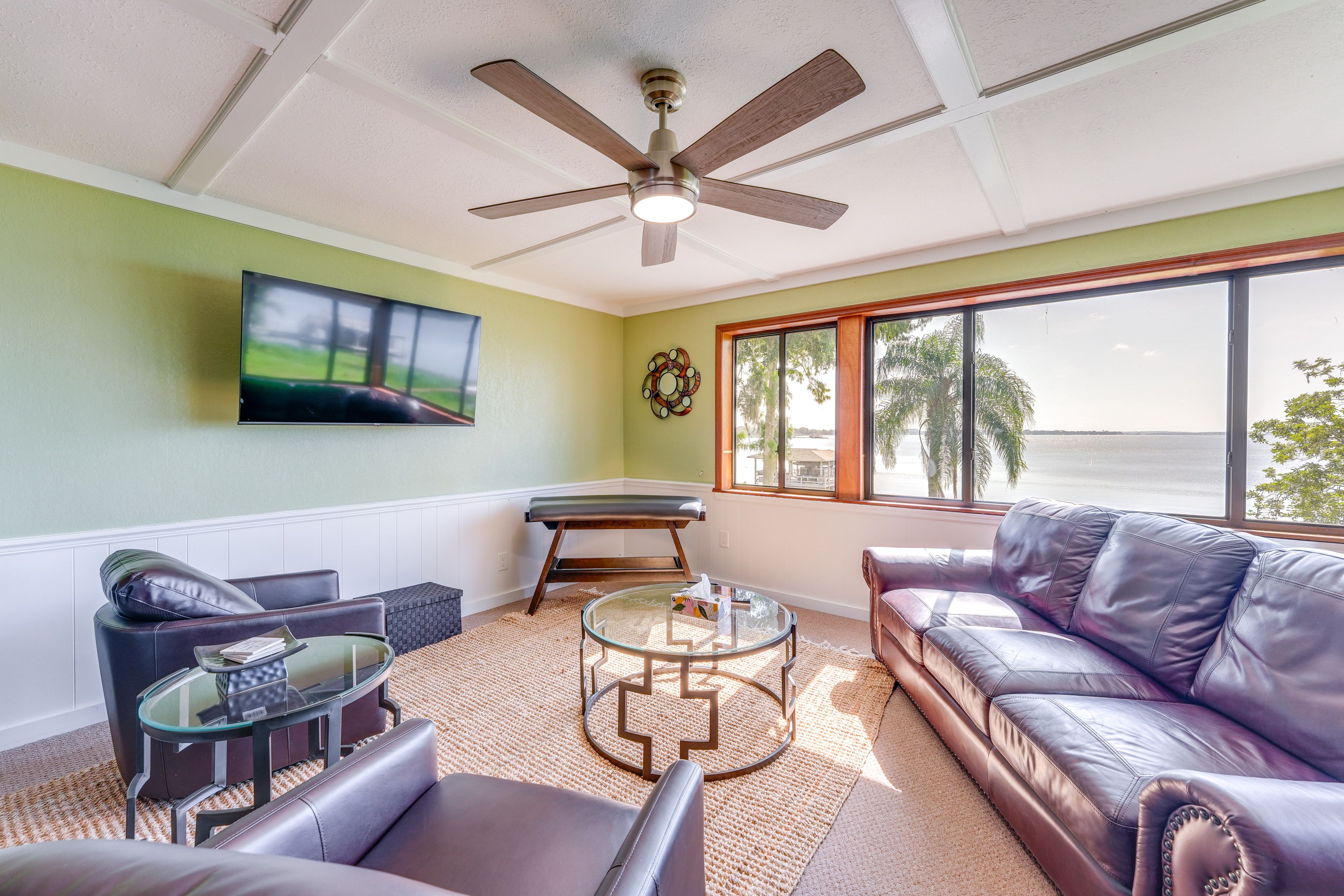 Living Area | TV | Lake Views