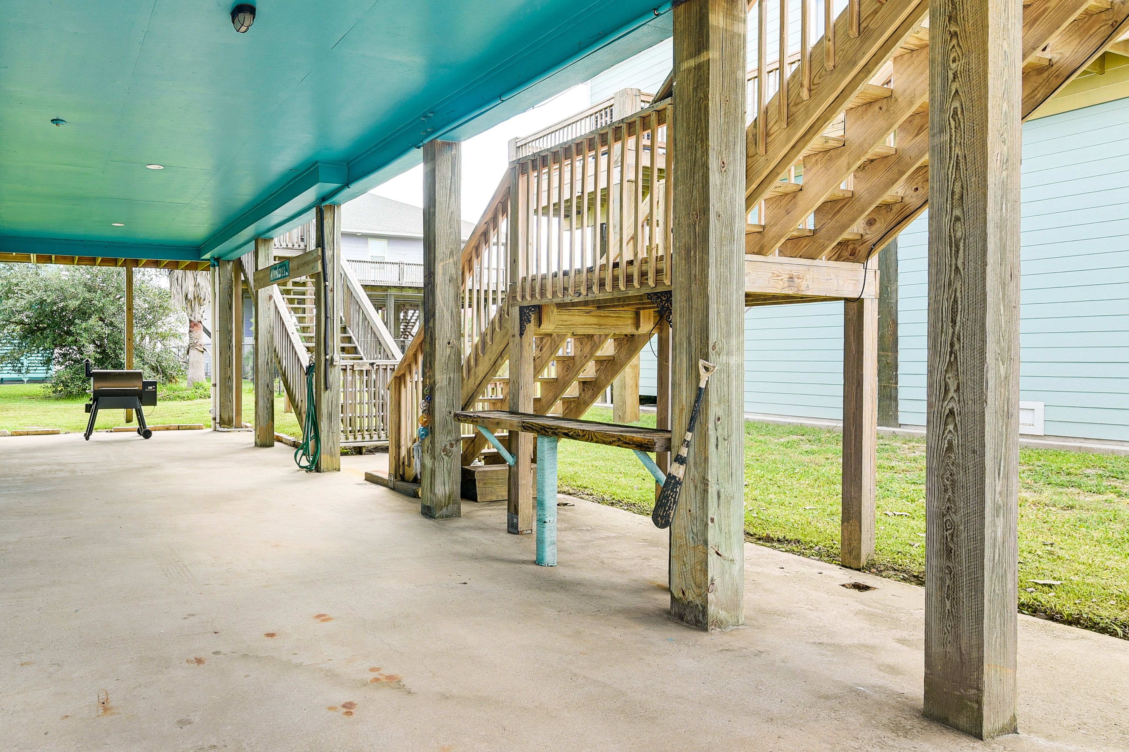 Patio | Traeger Pellet Grill | 2 Outdoor Showers