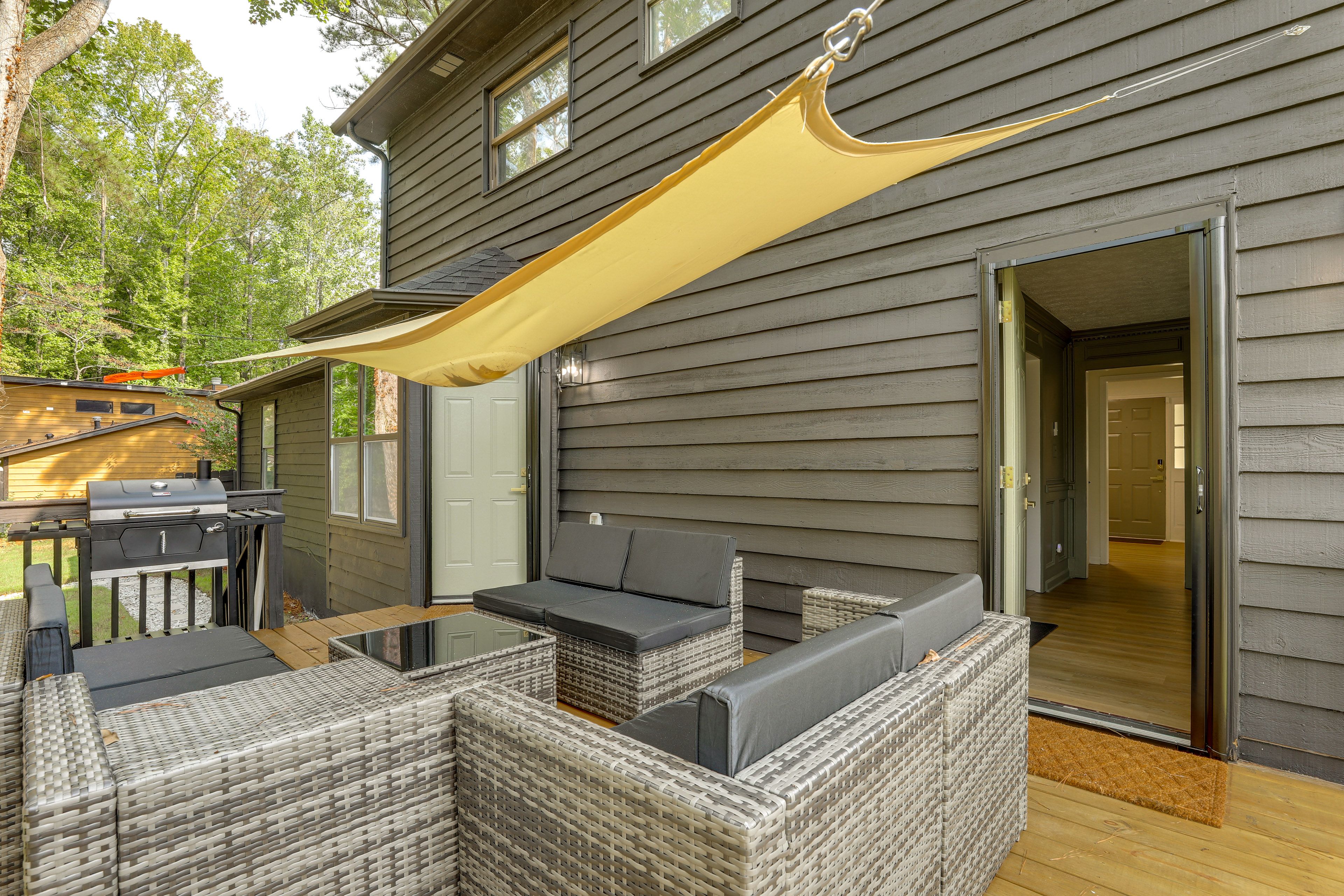 Private Deck | Charcoal Grill | Outdoor Seating