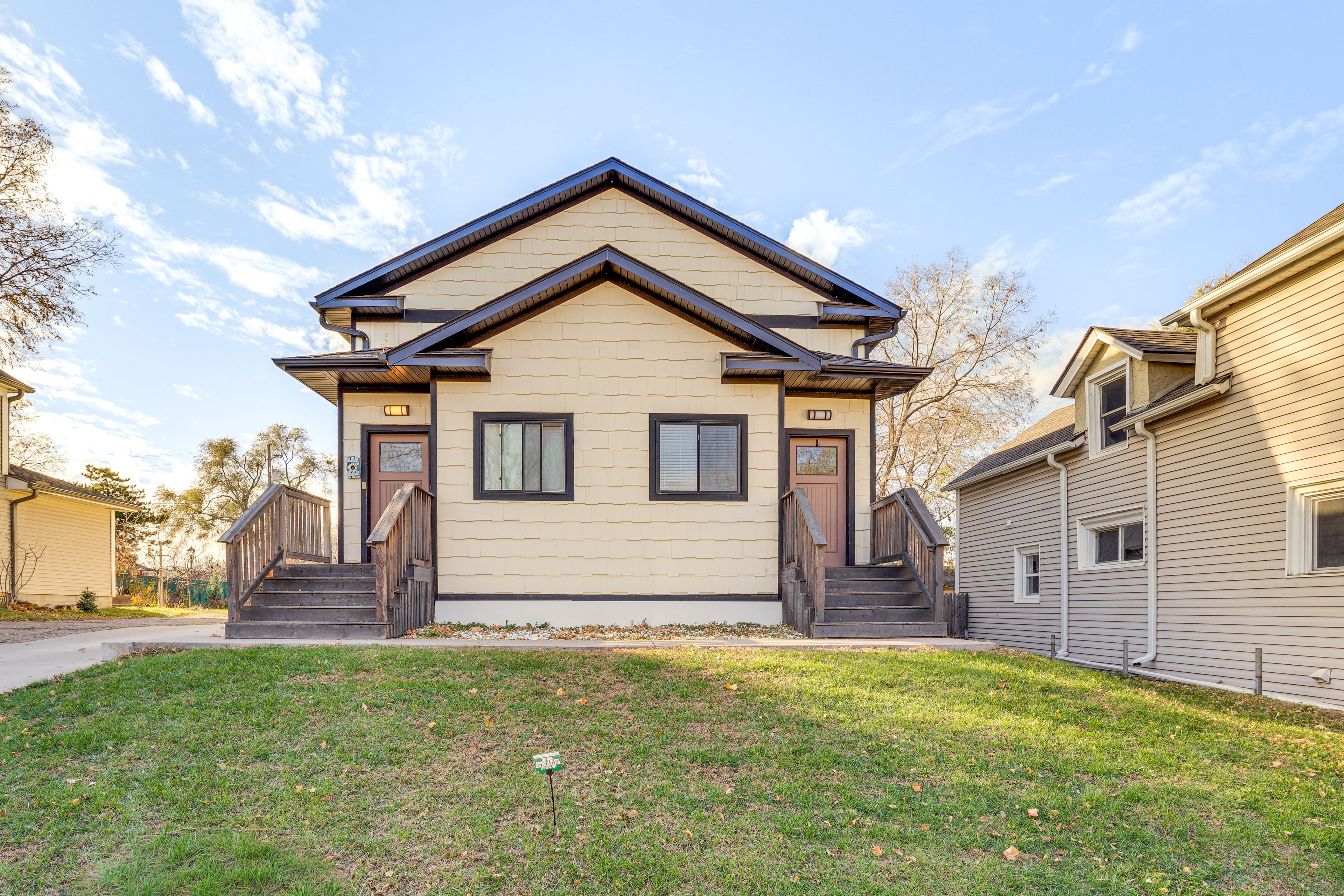 Duplex Exterior | Garage (1 Vehicle) | Driveway (1 Vehicle)