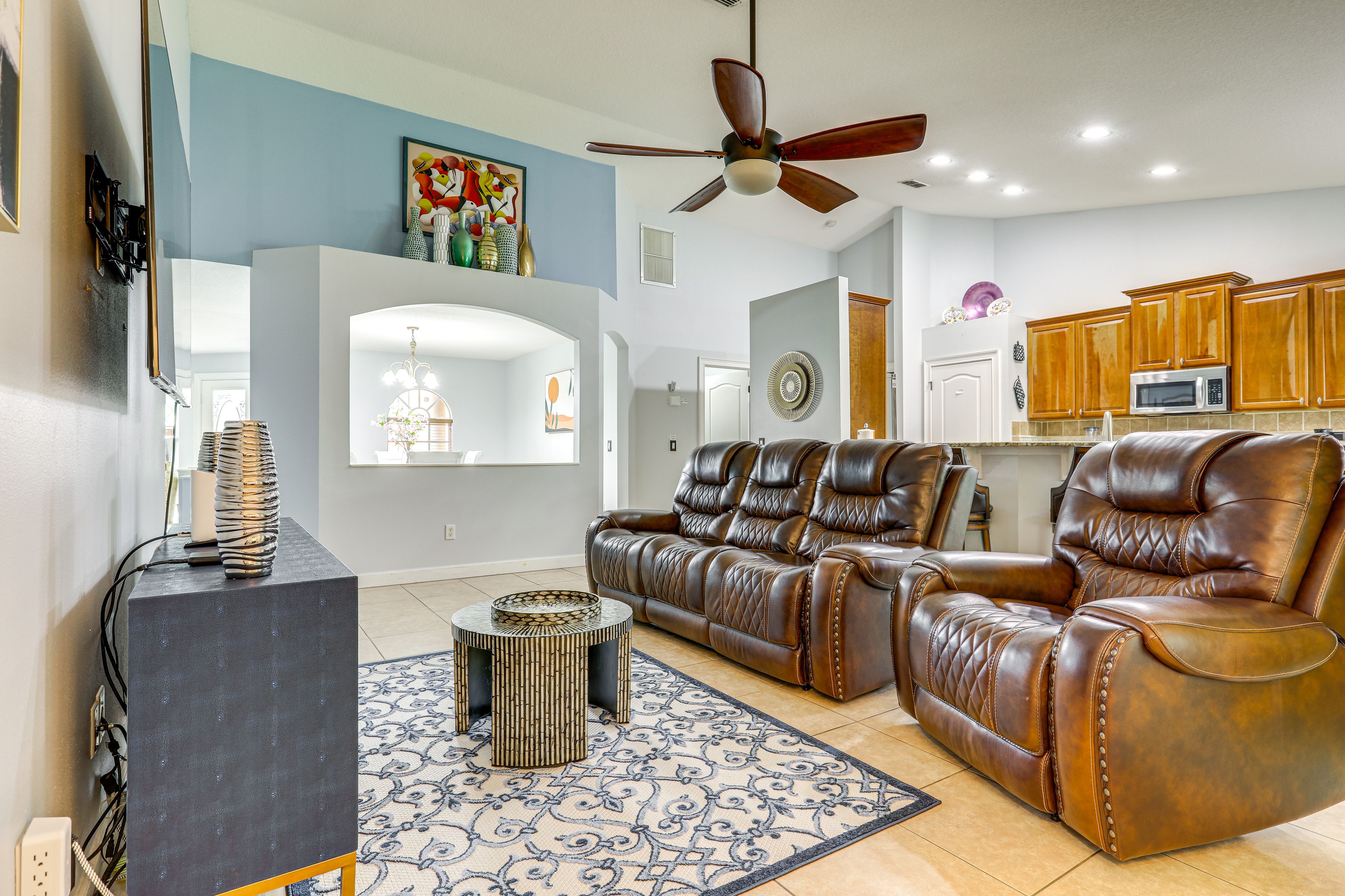 Property Interior | Single-Story Home | Central A/C & Heating | Free WiFi