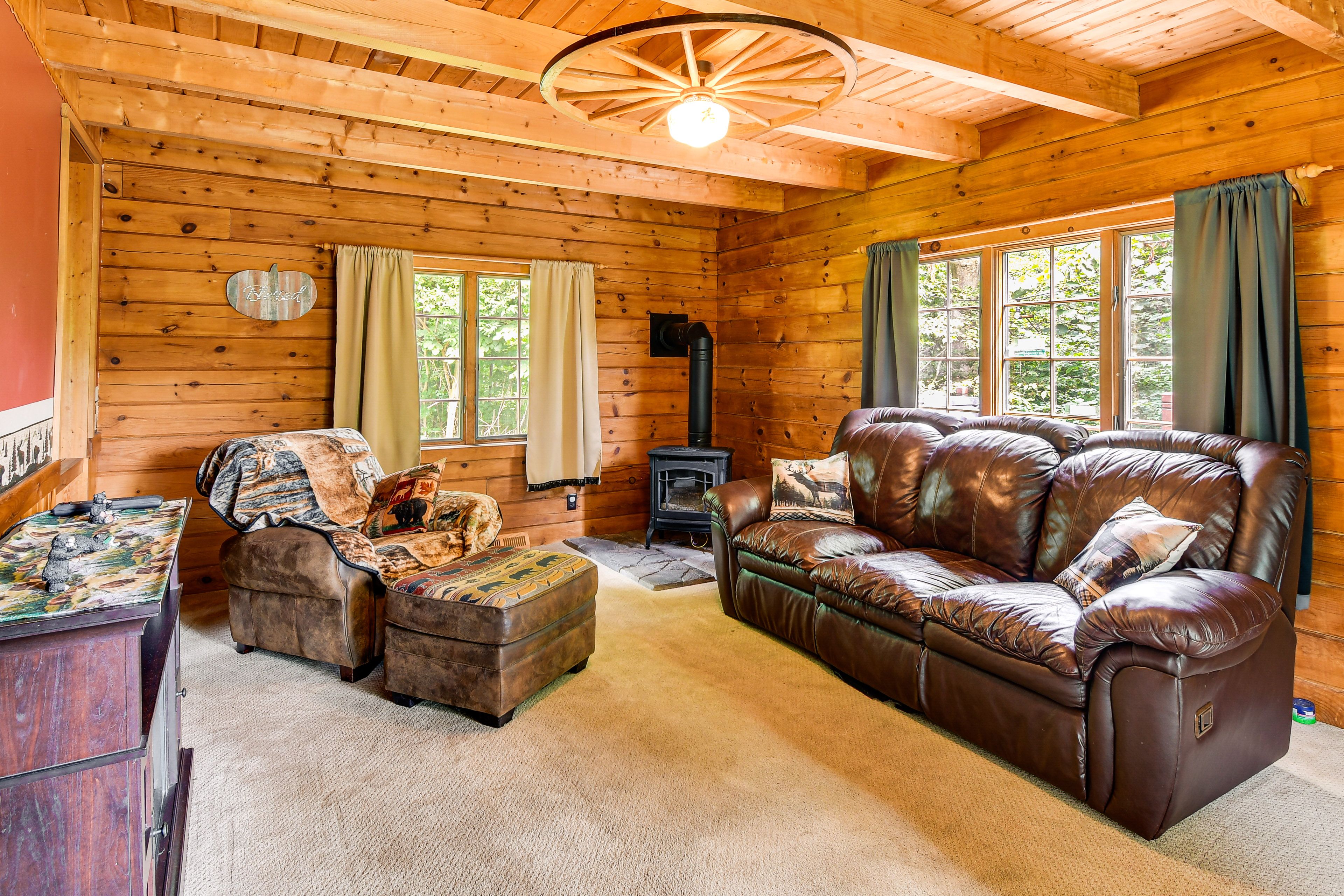 Property Interior | 2-Story Cabin | Free WiFi | Central A/C & Heating