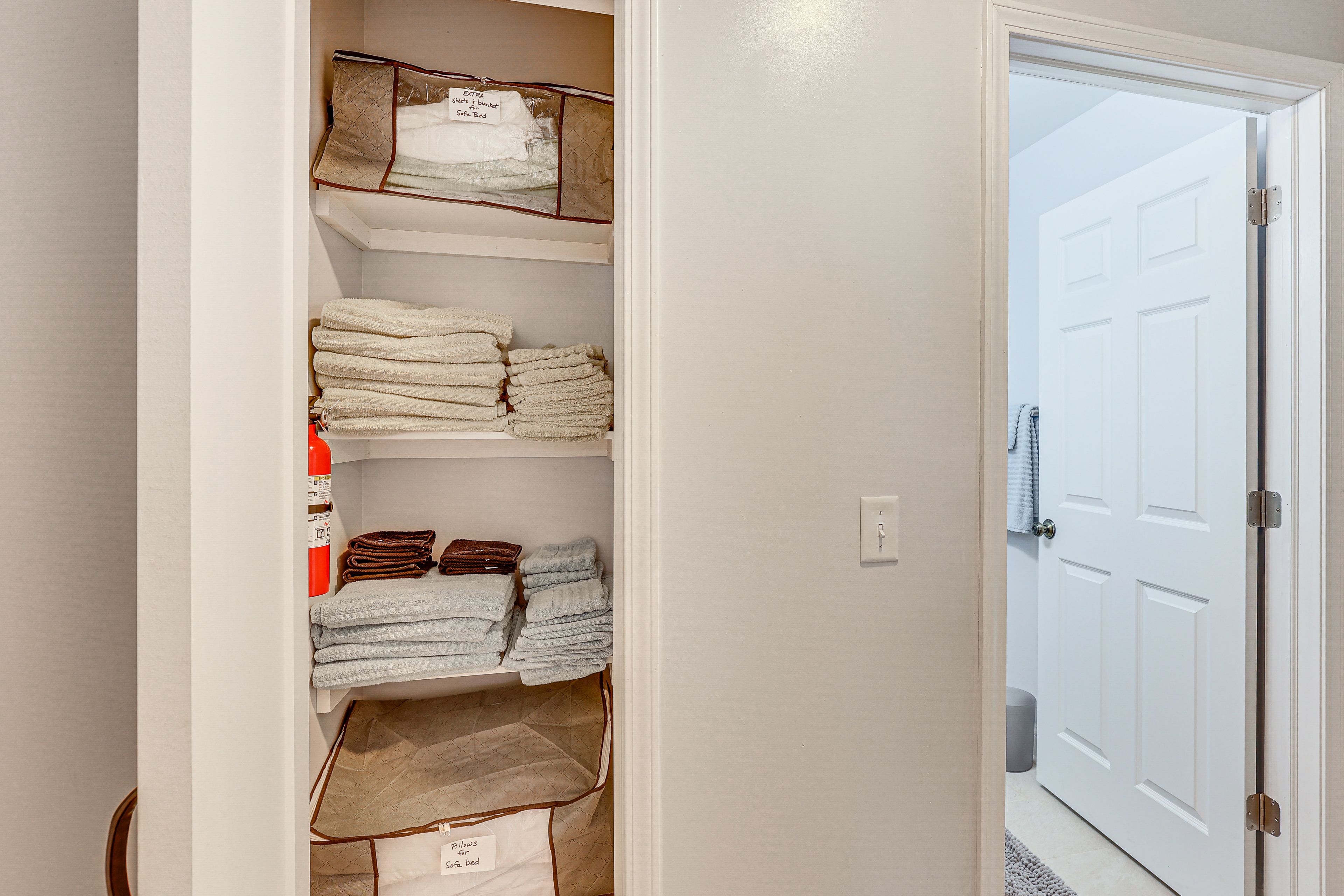 Closet | Washcloths & Extra Bedding Provided