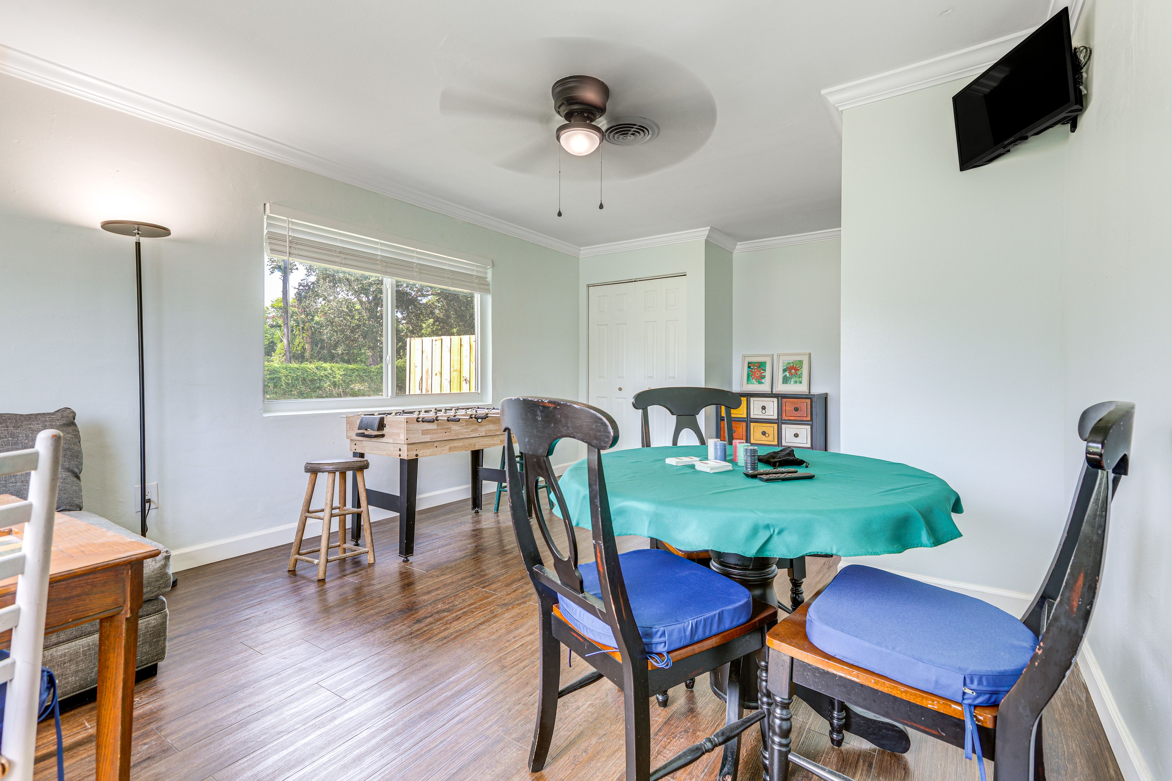 Game Room | Foosball Table | Poker Set | Flat-Screen TV | Board Games | Cards