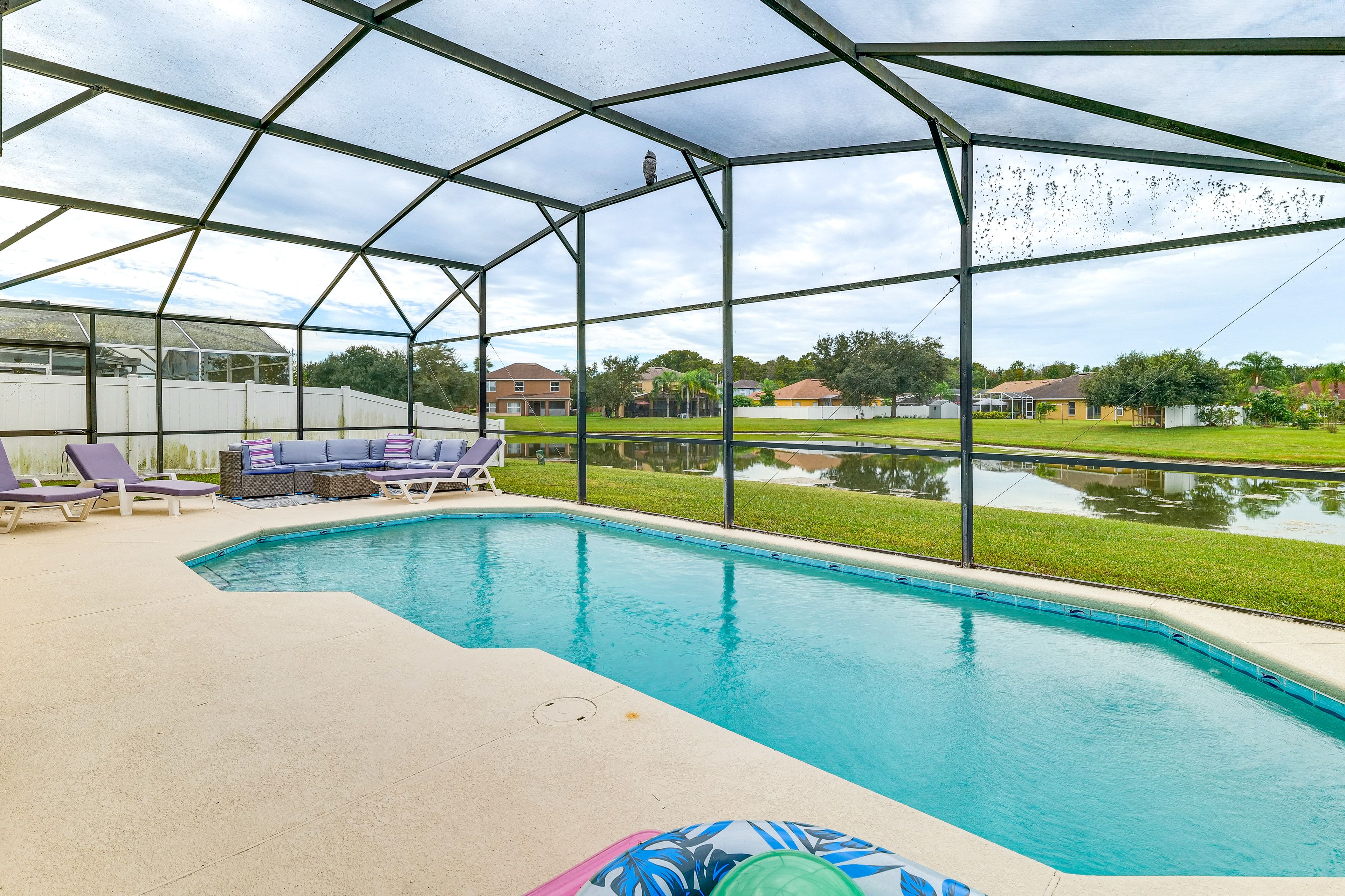 Screened-In Lanai | Private Pool | Lounge Area | Water Views