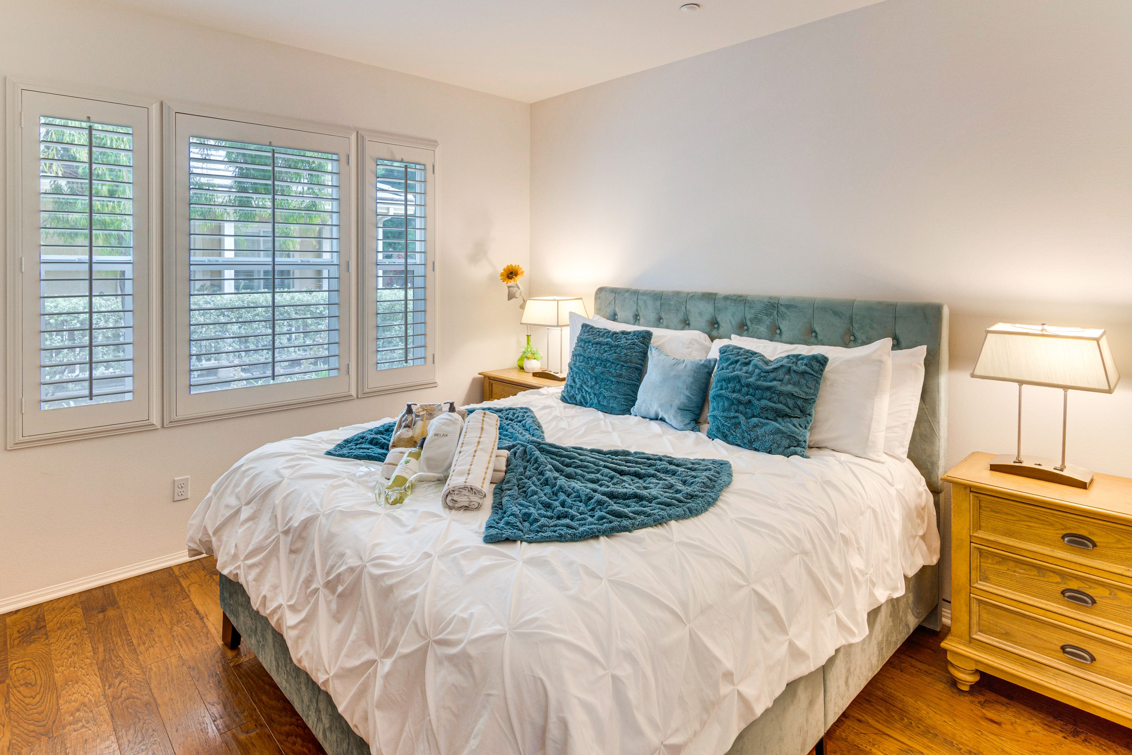 Bedroom 1 | California King Bed | Linens Provided | 1st Floor