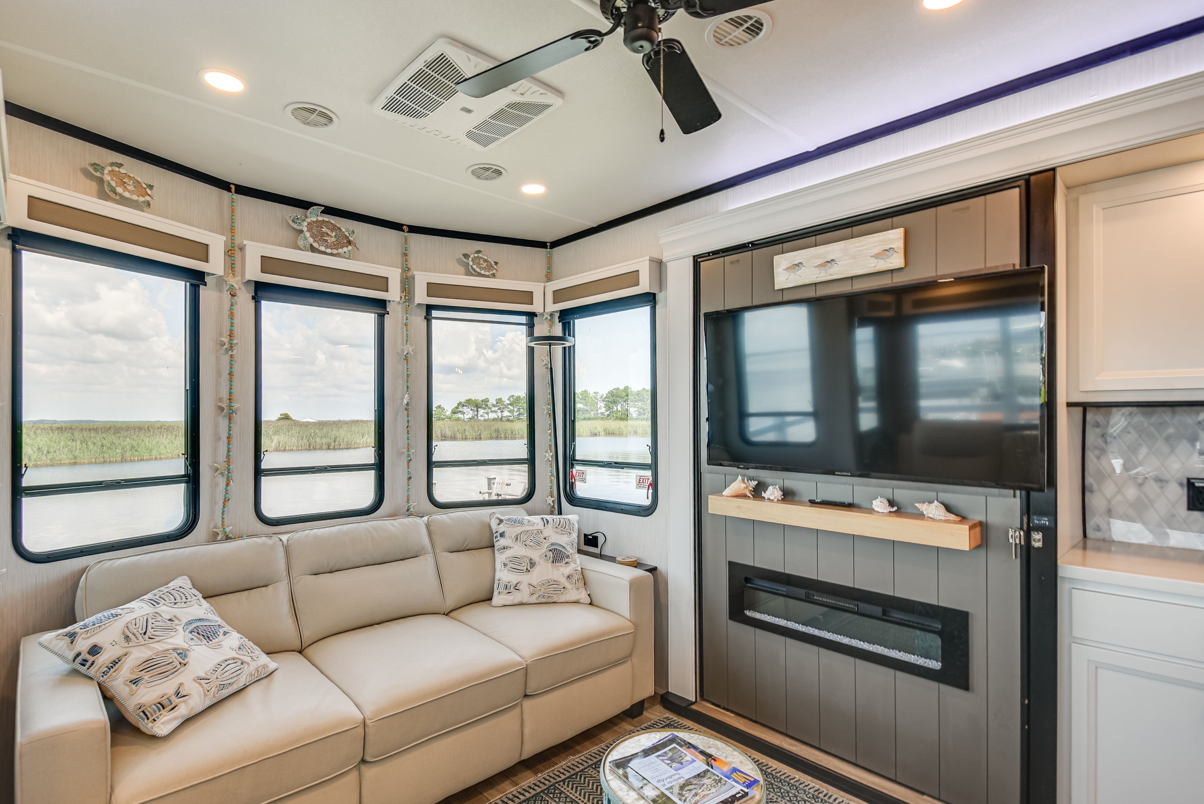 Living Area | Queen Sleeper Sofa | TV | Electric Fireplace | Board Games