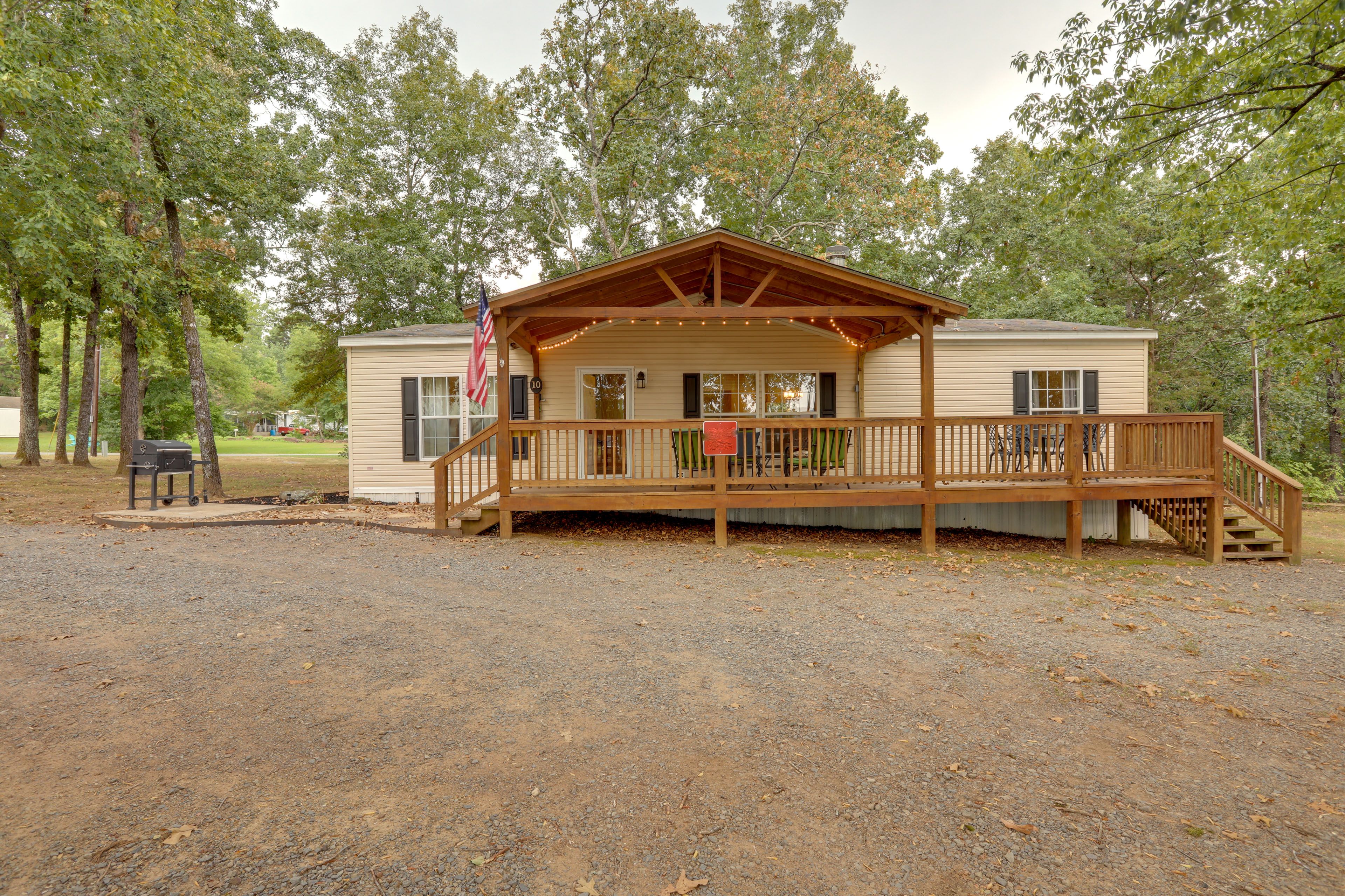 Cabin Exterior | Covered Deck | Charcoal Grill