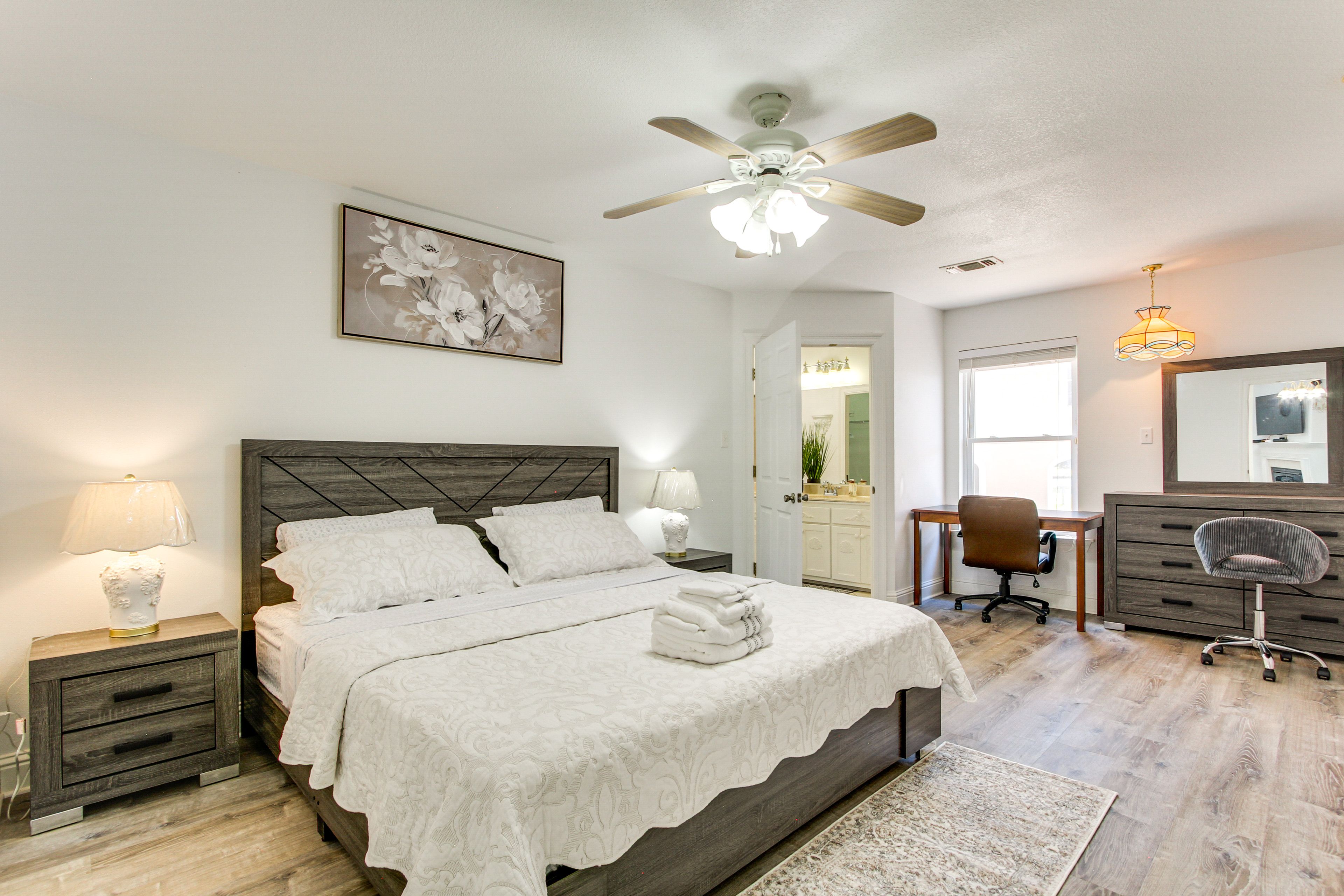 Bedroom 1 | King Bed | Dedicated Workspace