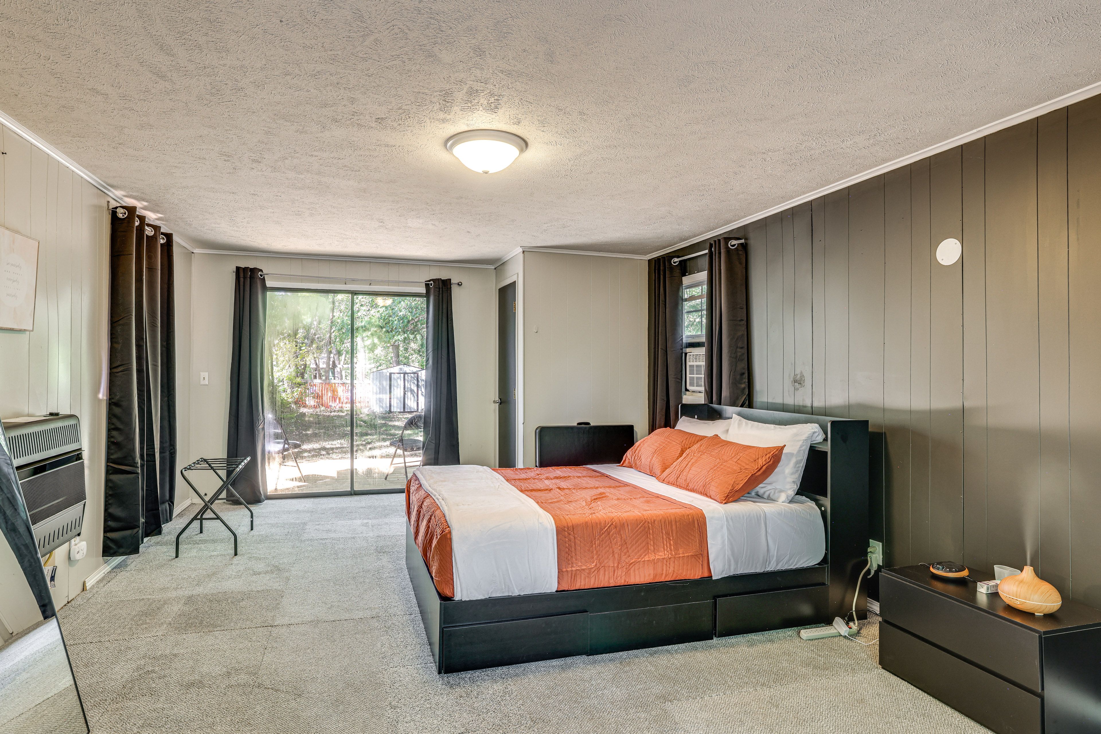 Bedroom 3 (Converted Garage) | Full Bed | Wall Heater | Window A/C Unit