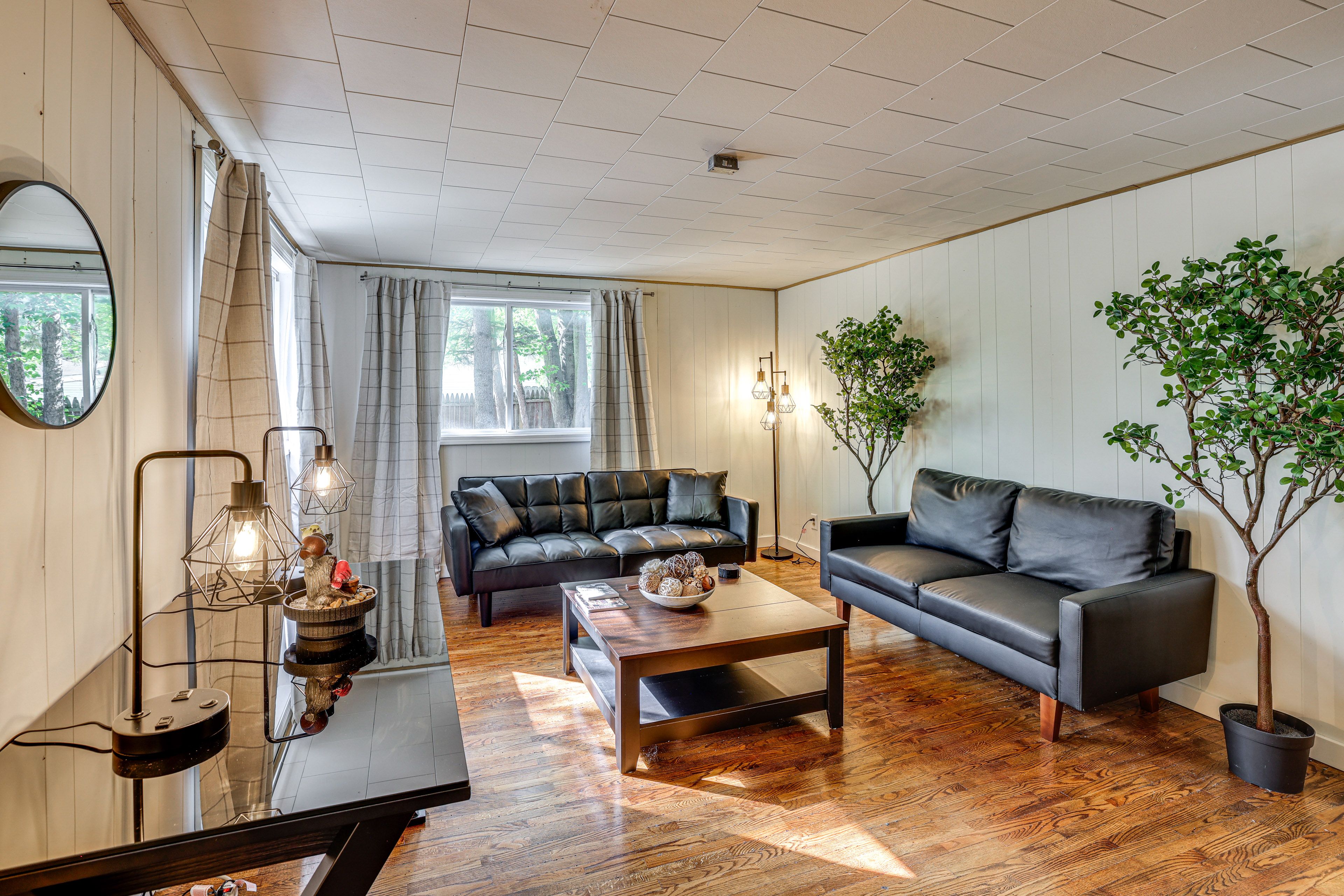 Living Room | Central A/C & Heating | Twin Futon | Electric Fireplace