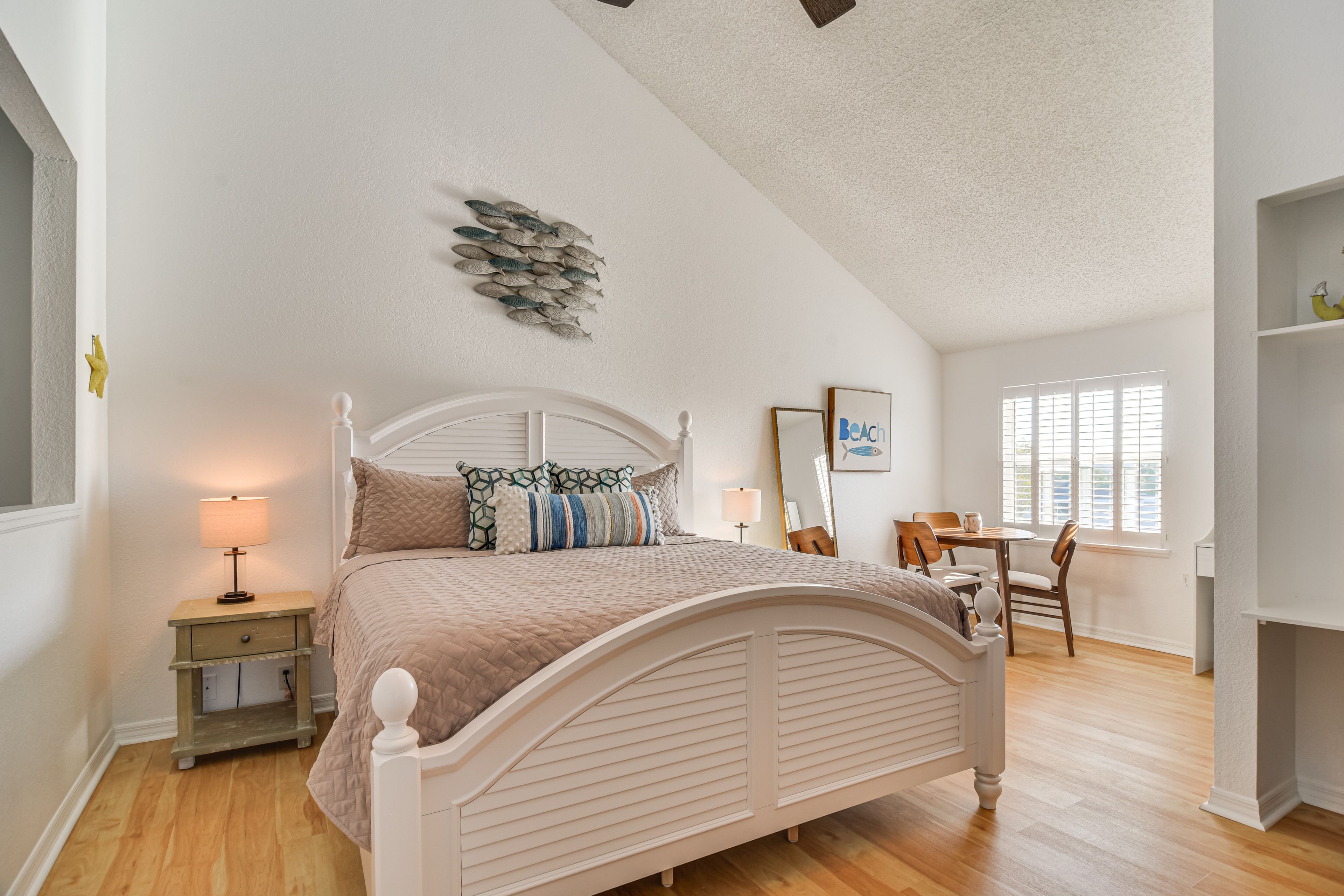 Bedroom 1 | King Bed | Laptop-Friendly Workspace | Vanity